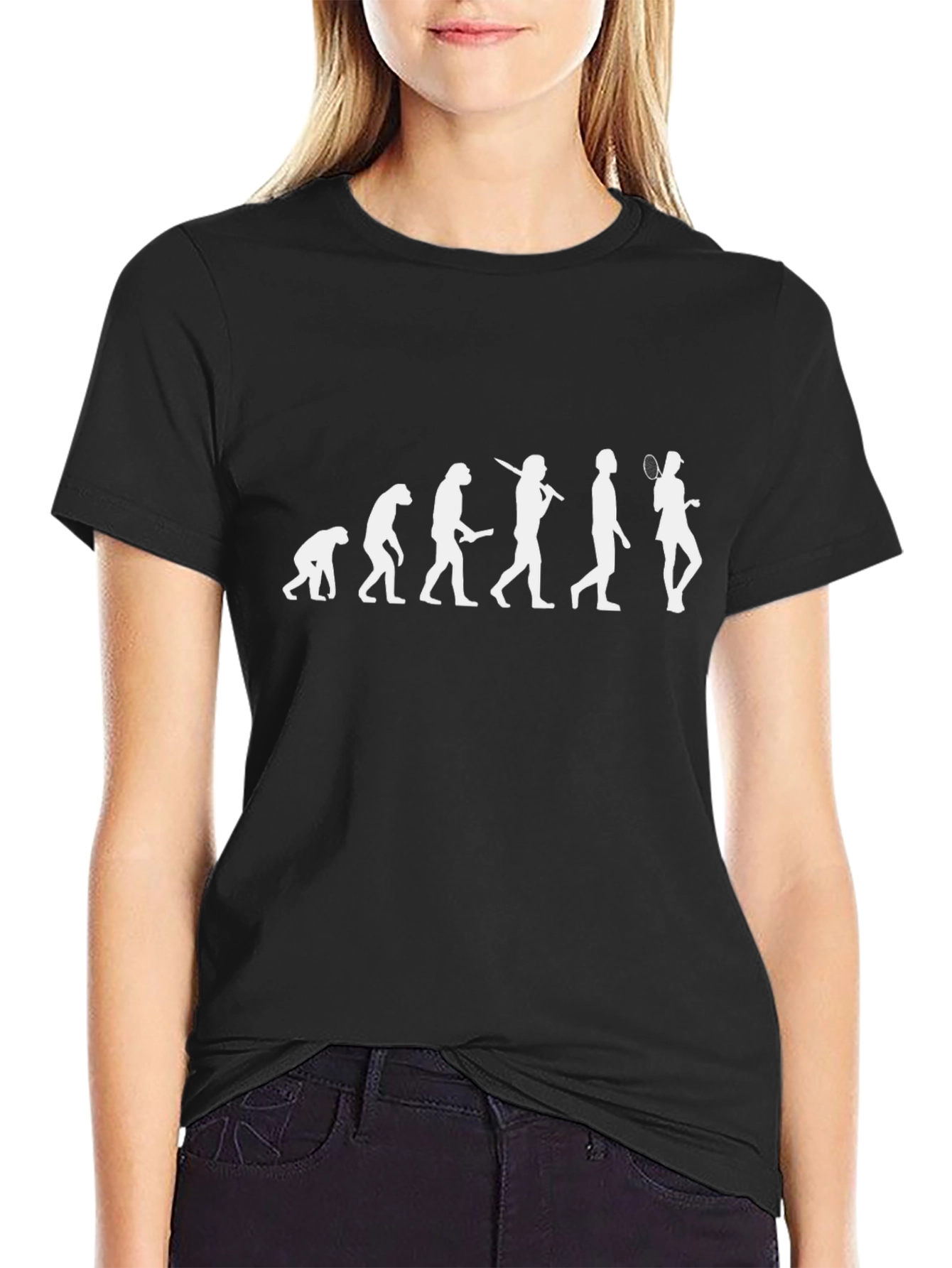 Evolution of a Badminton Player T-Shirt