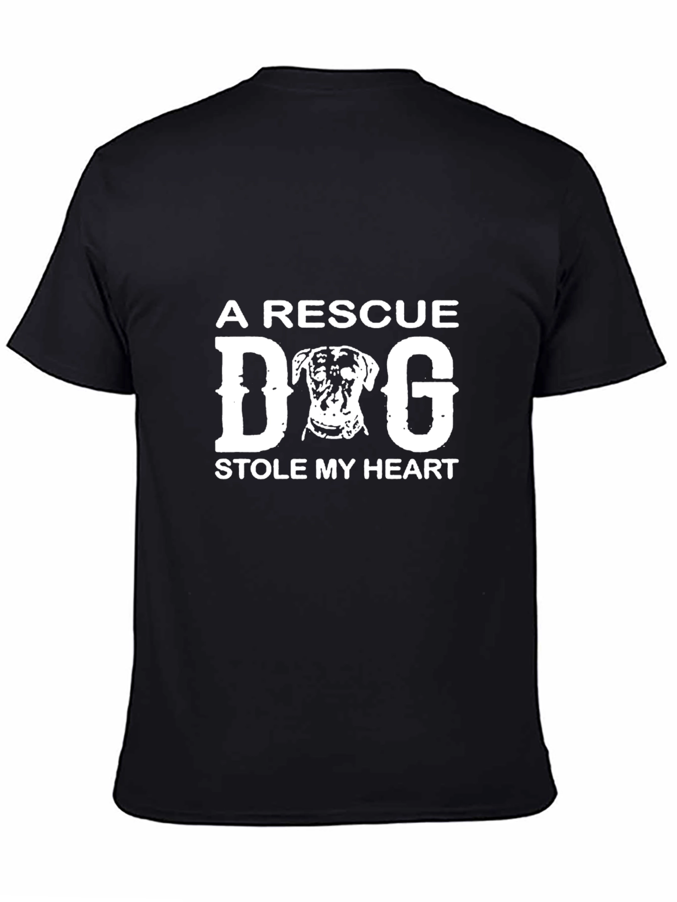 Rescue Dog Stole My Heart Black T-Shirt