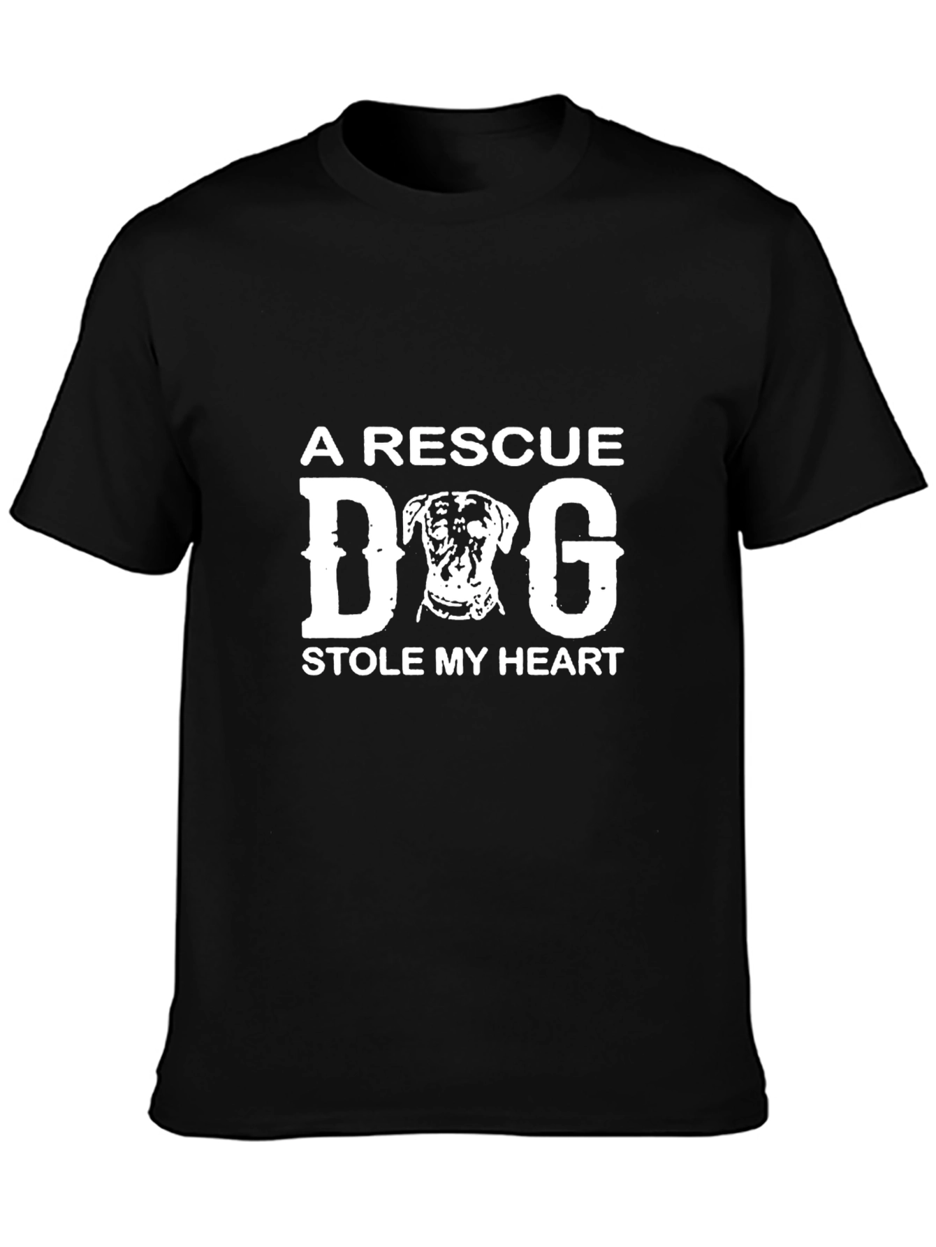 Rescue Dog Stole My Heart Black T-Shirt