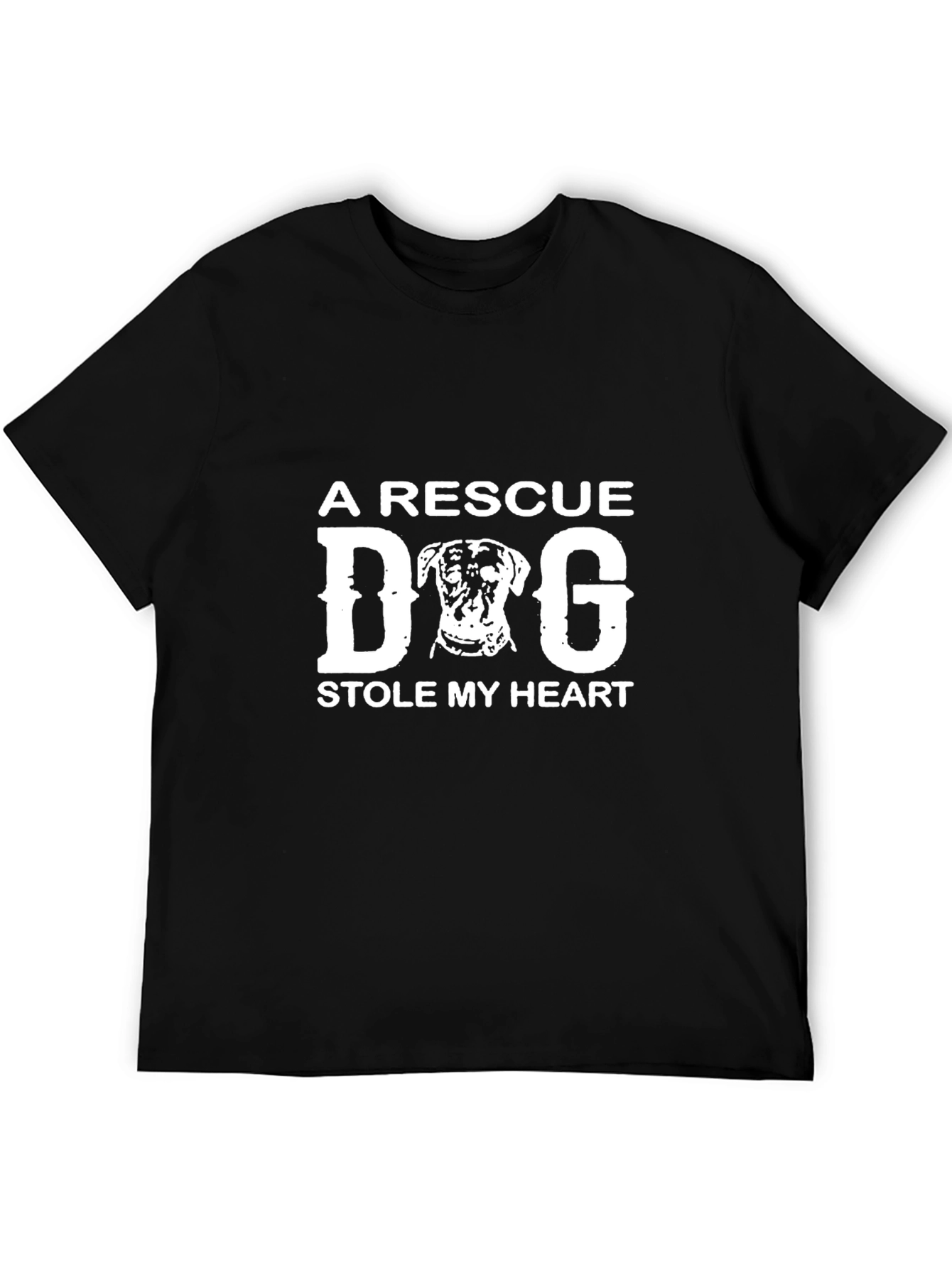 Rescue Dog Stole My Heart Black T-Shirt