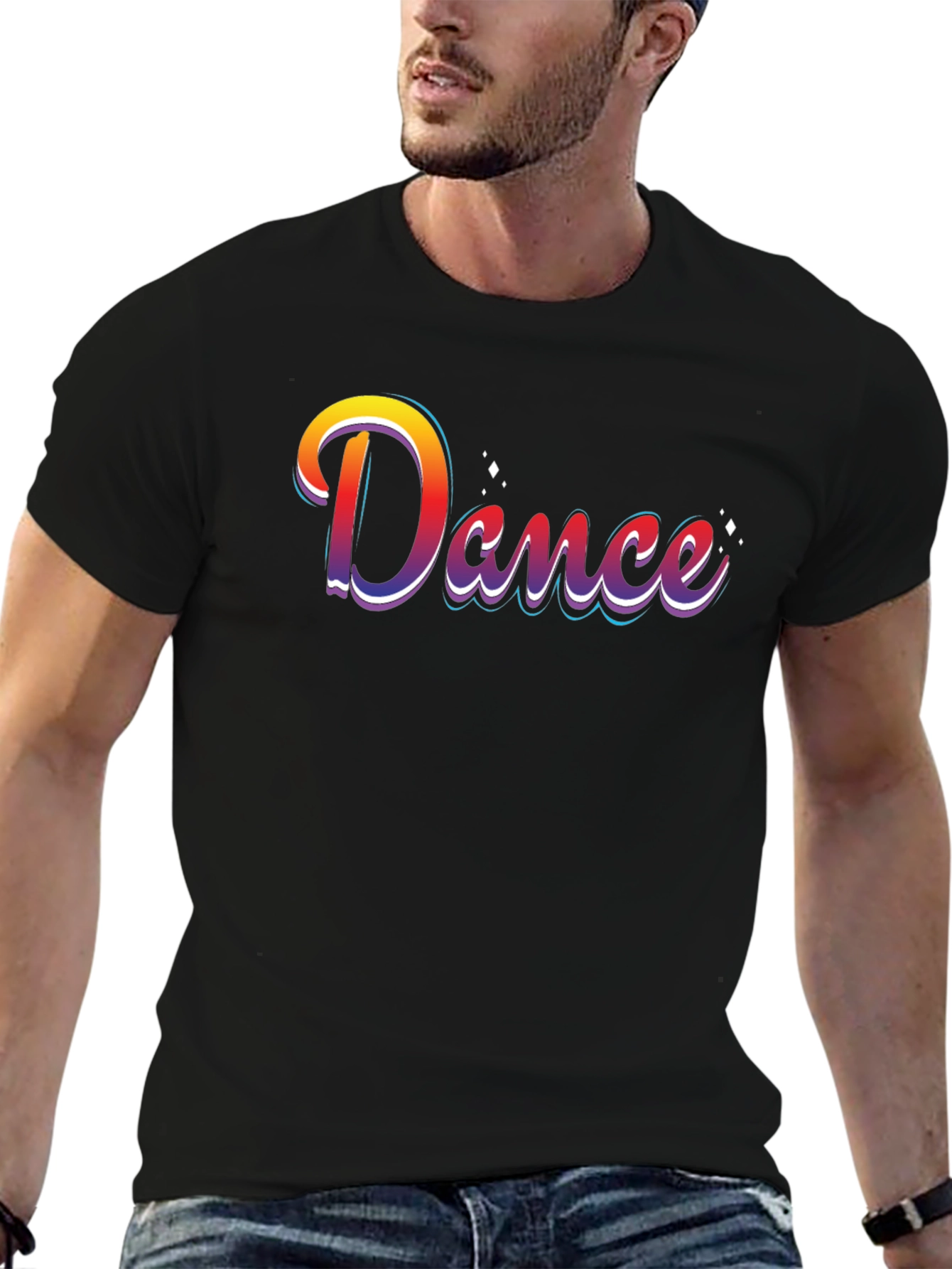 Retro Dance Graphic T-Shirt - Casual Black Tee