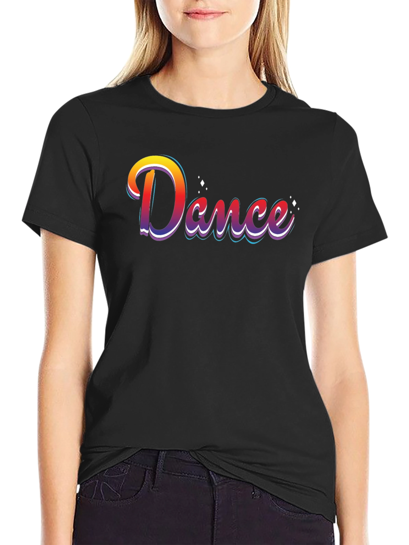 Retro Dance Graphic T-Shirt - Casual Black Tee