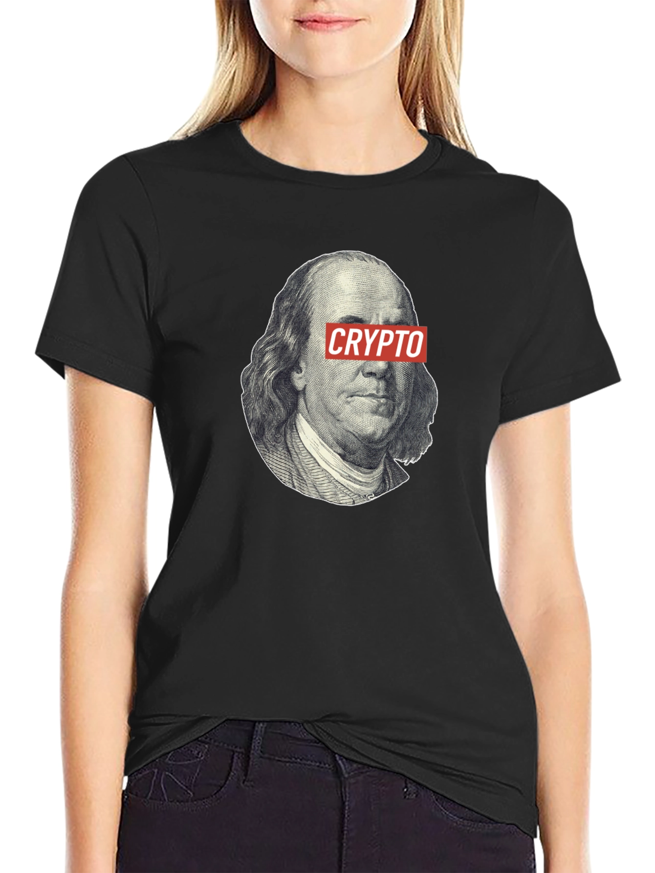 Crypto Benjamin Franklin Black T-Shirt