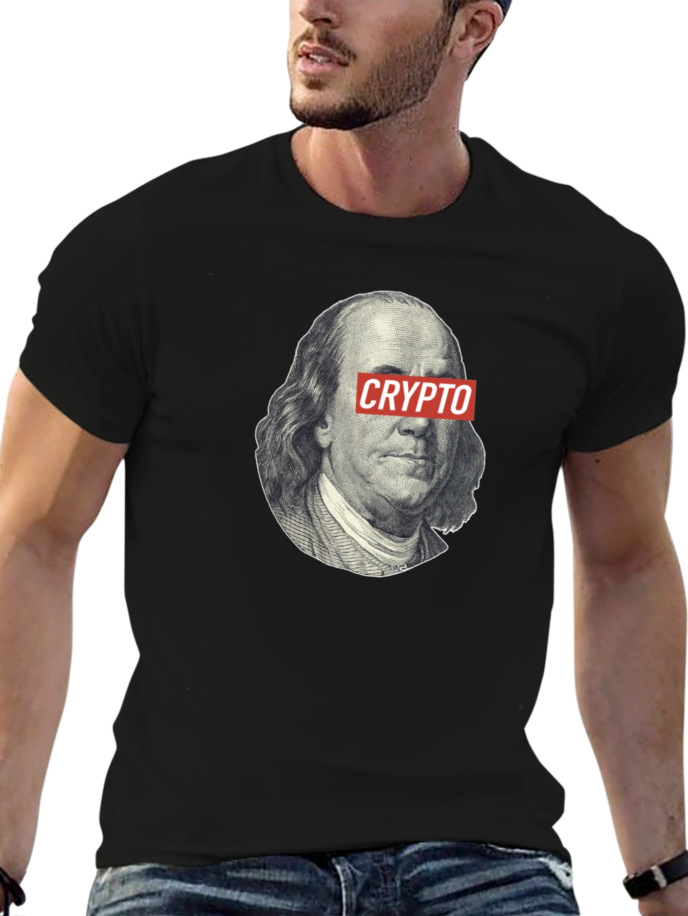 Crypto Benjamin Franklin Black T-Shirt