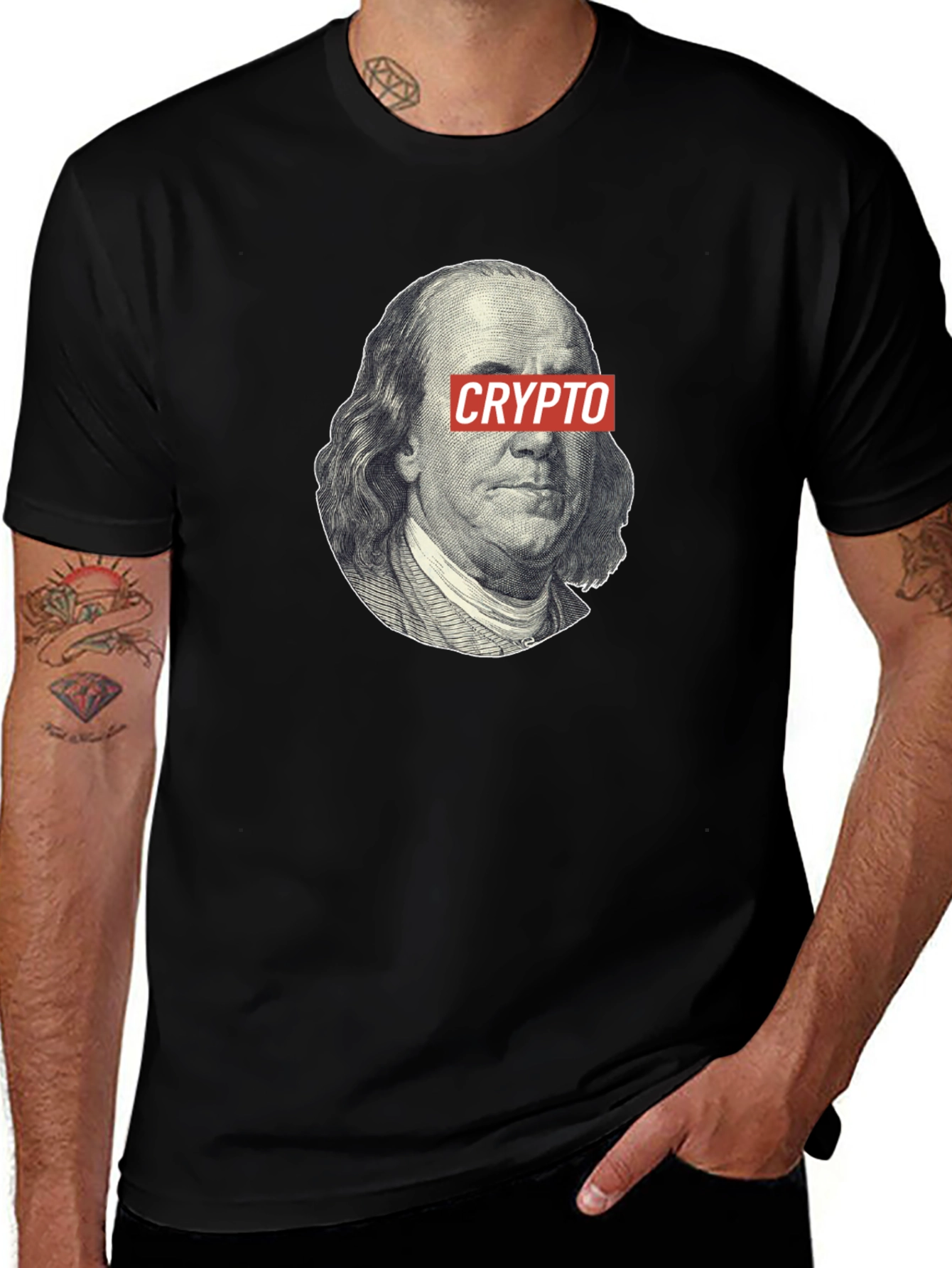 Crypto Benjamin Franklin Black T-Shirt