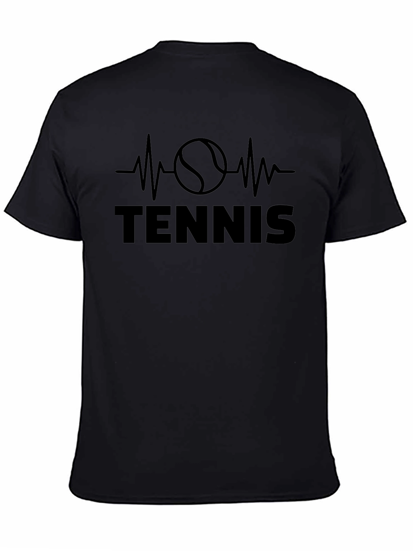 Tennis Heartbeat Graphic T-Shirt - Black