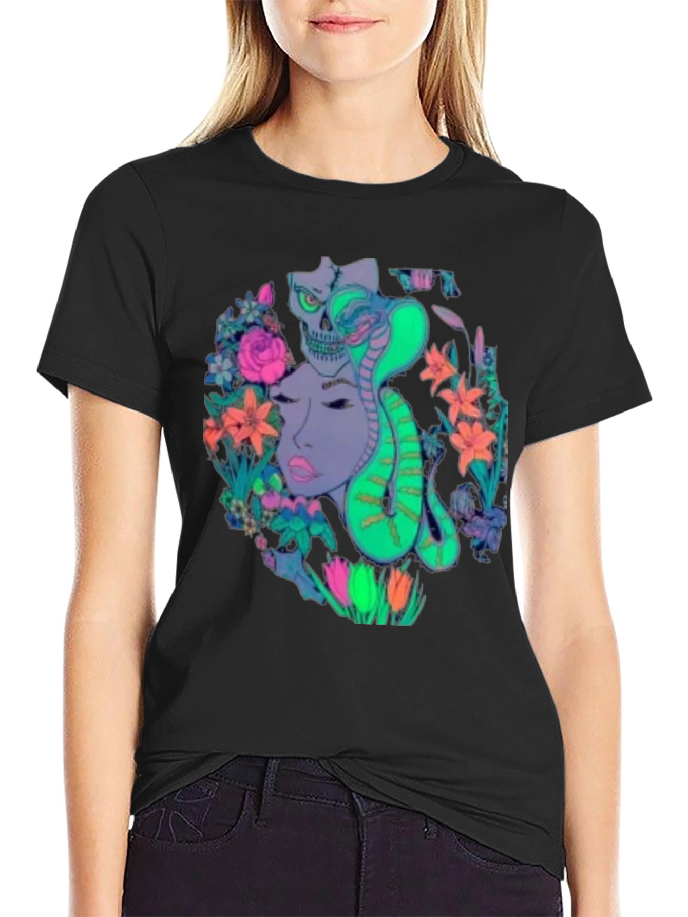 Medusa Cobra Floral Graphic T-Shirt