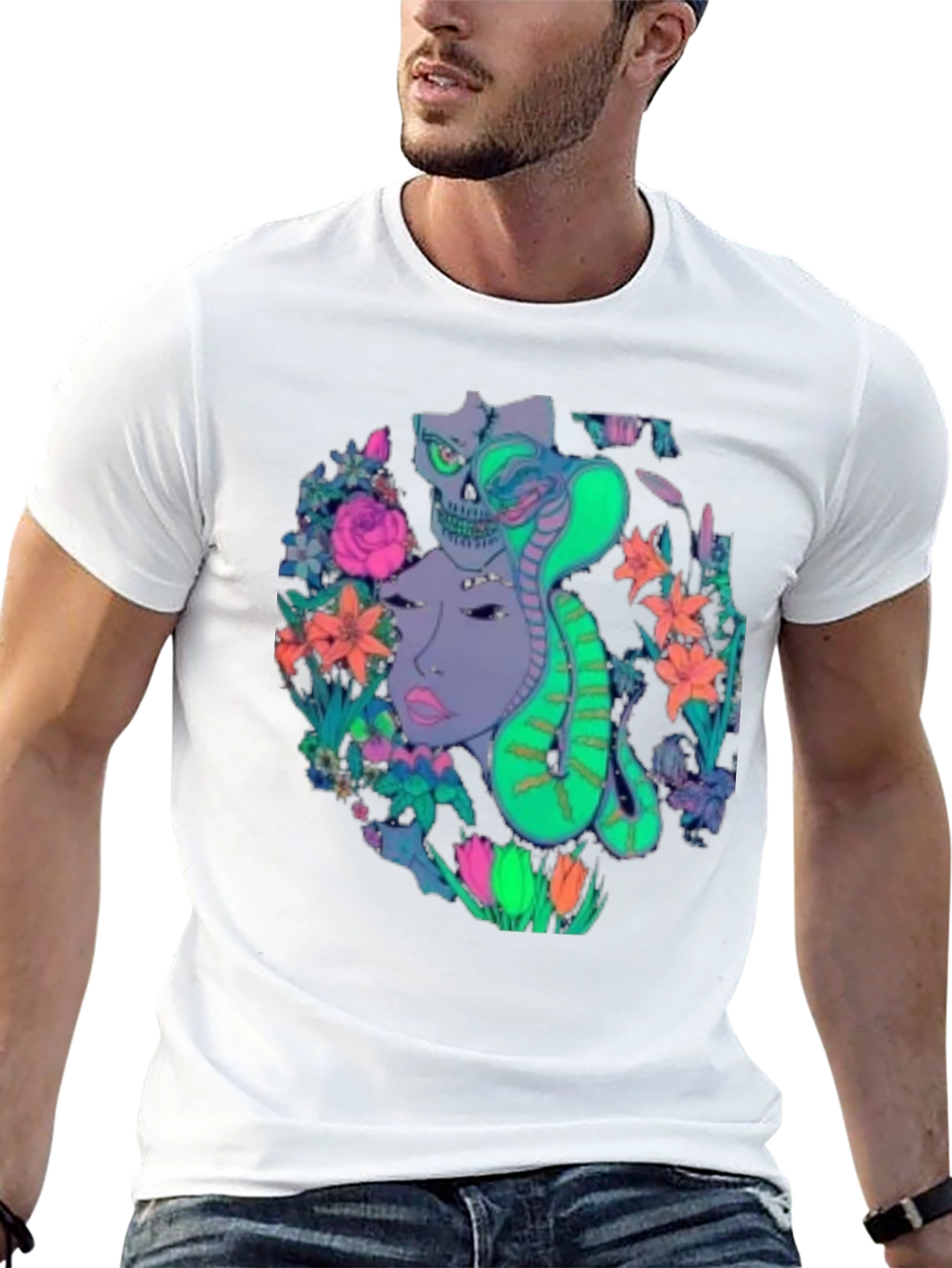 Medusa Cobra Floral Graphic T-Shirt