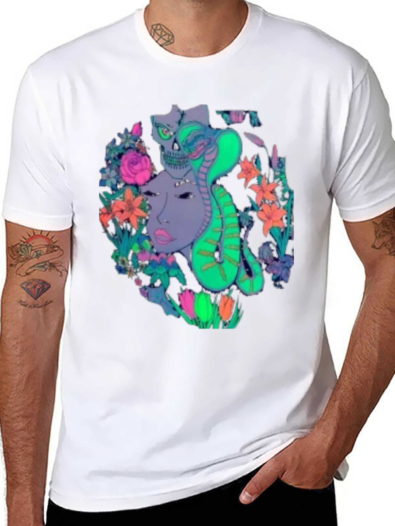 Medusa Cobra Floral Graphic T-Shirt