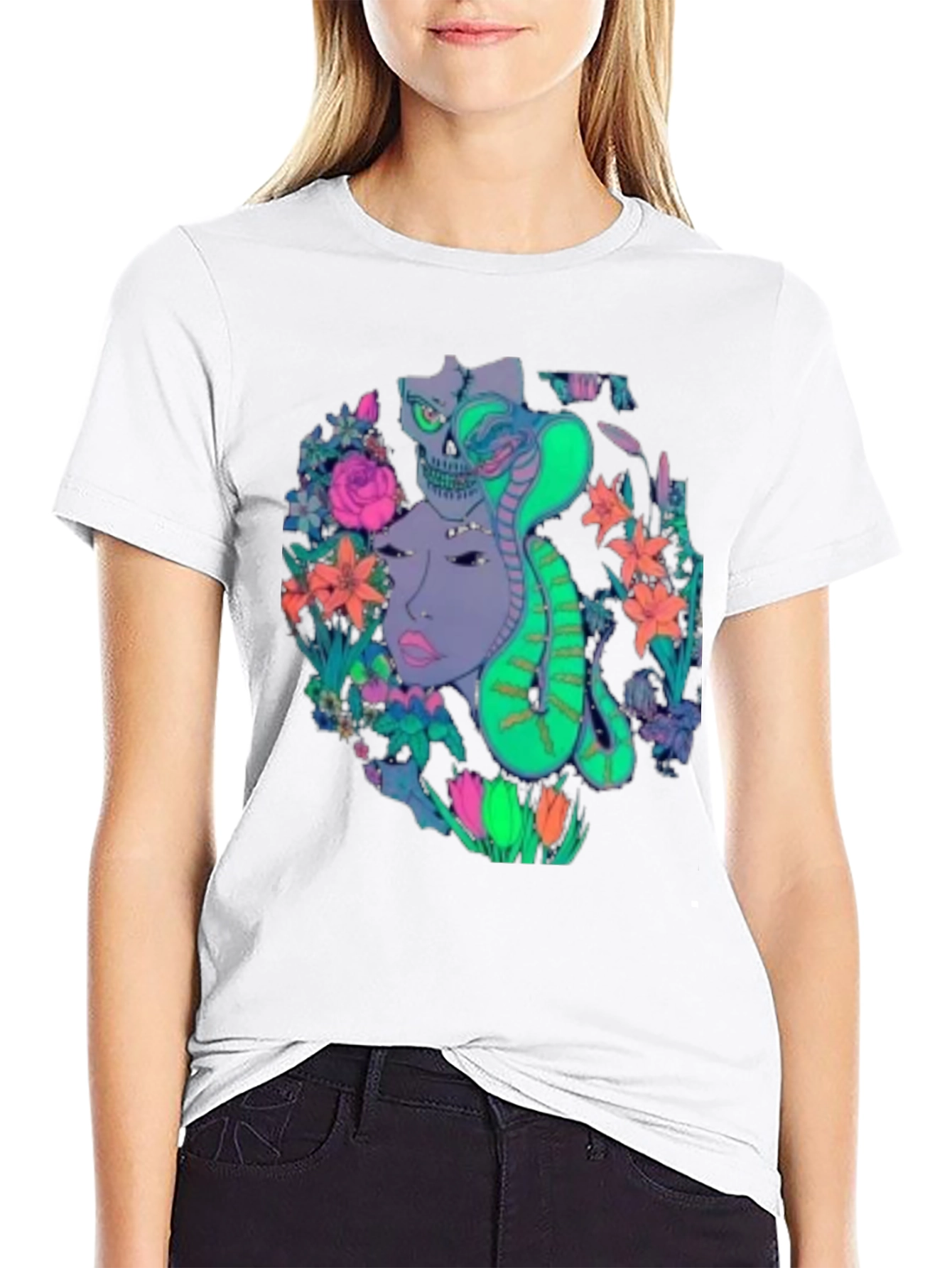 Medusa Cobra Floral Graphic T-Shirt