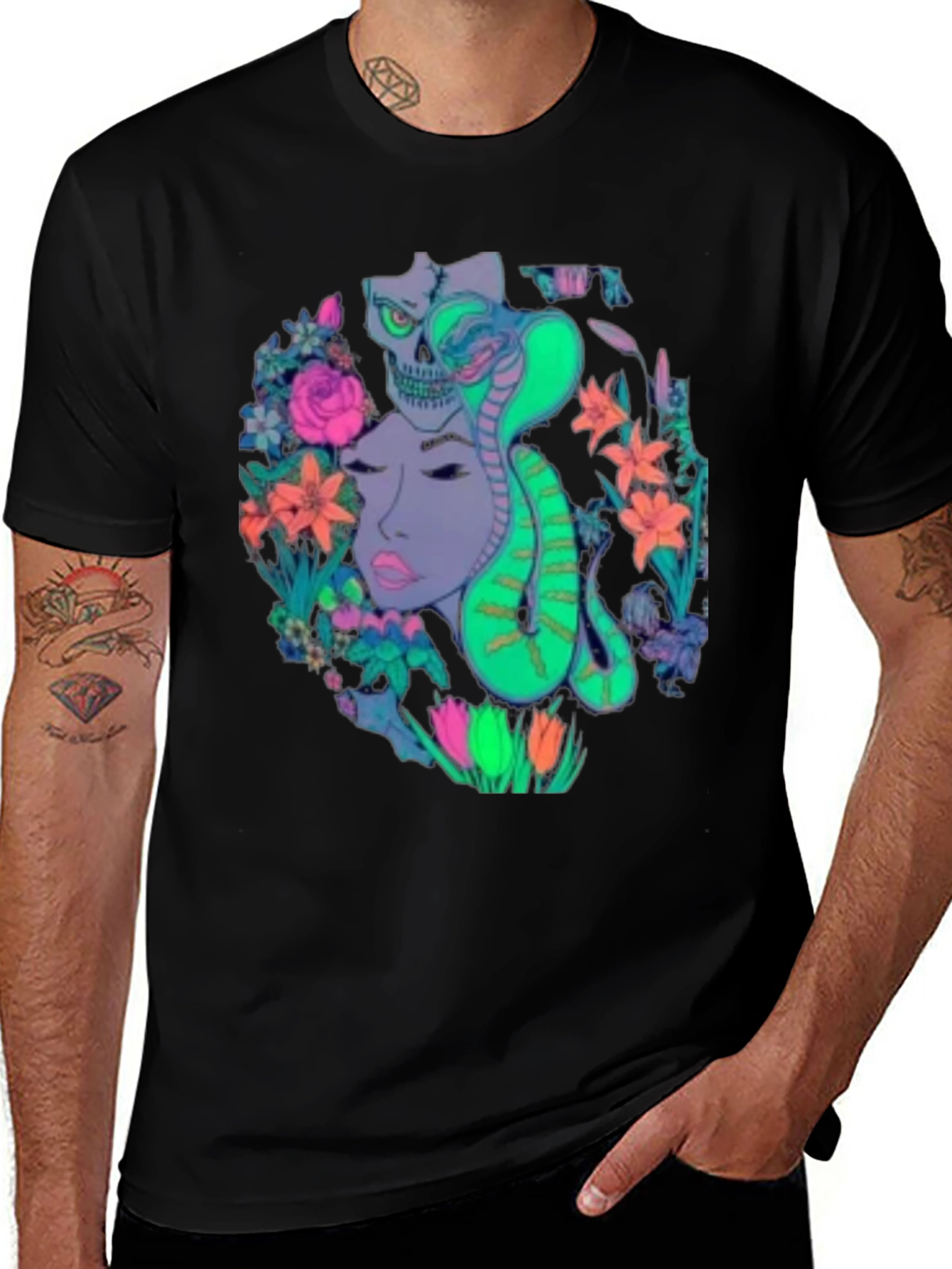 Medusa Cobra Floral Graphic T-Shirt