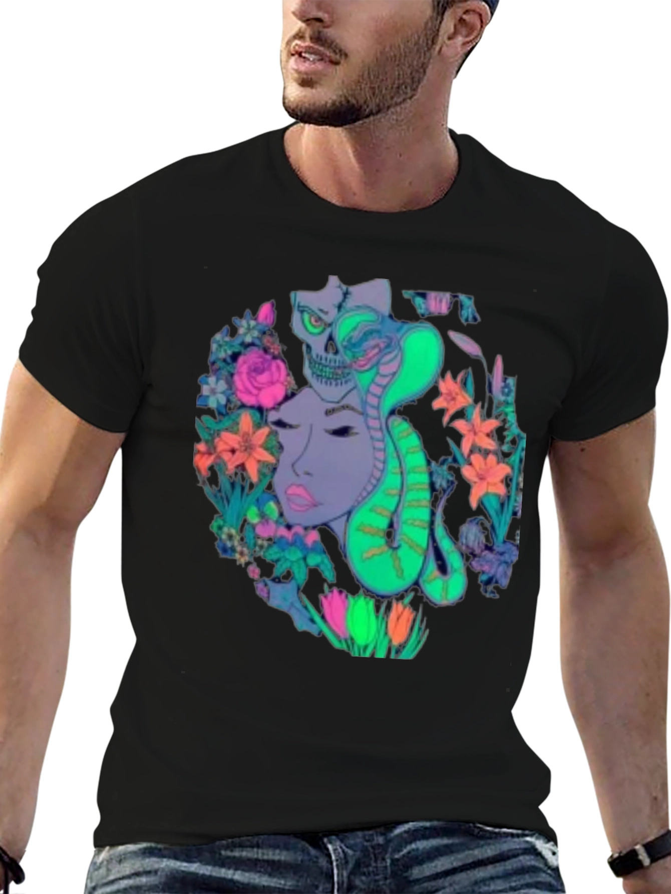 Medusa Cobra Floral Graphic T-Shirt
