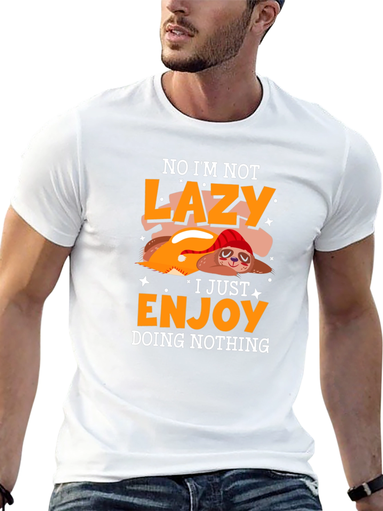 Lazy Sloth Graphic Tee - Enjoy Doing Nothing