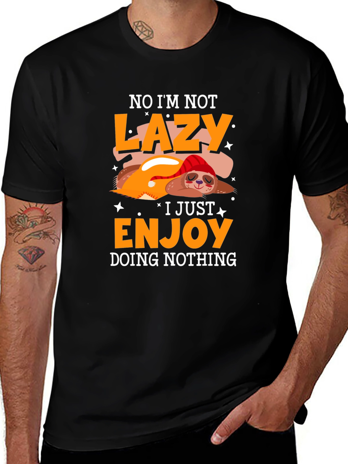 Lazy Sloth Graphic Tee - Enjoy Doing Nothing