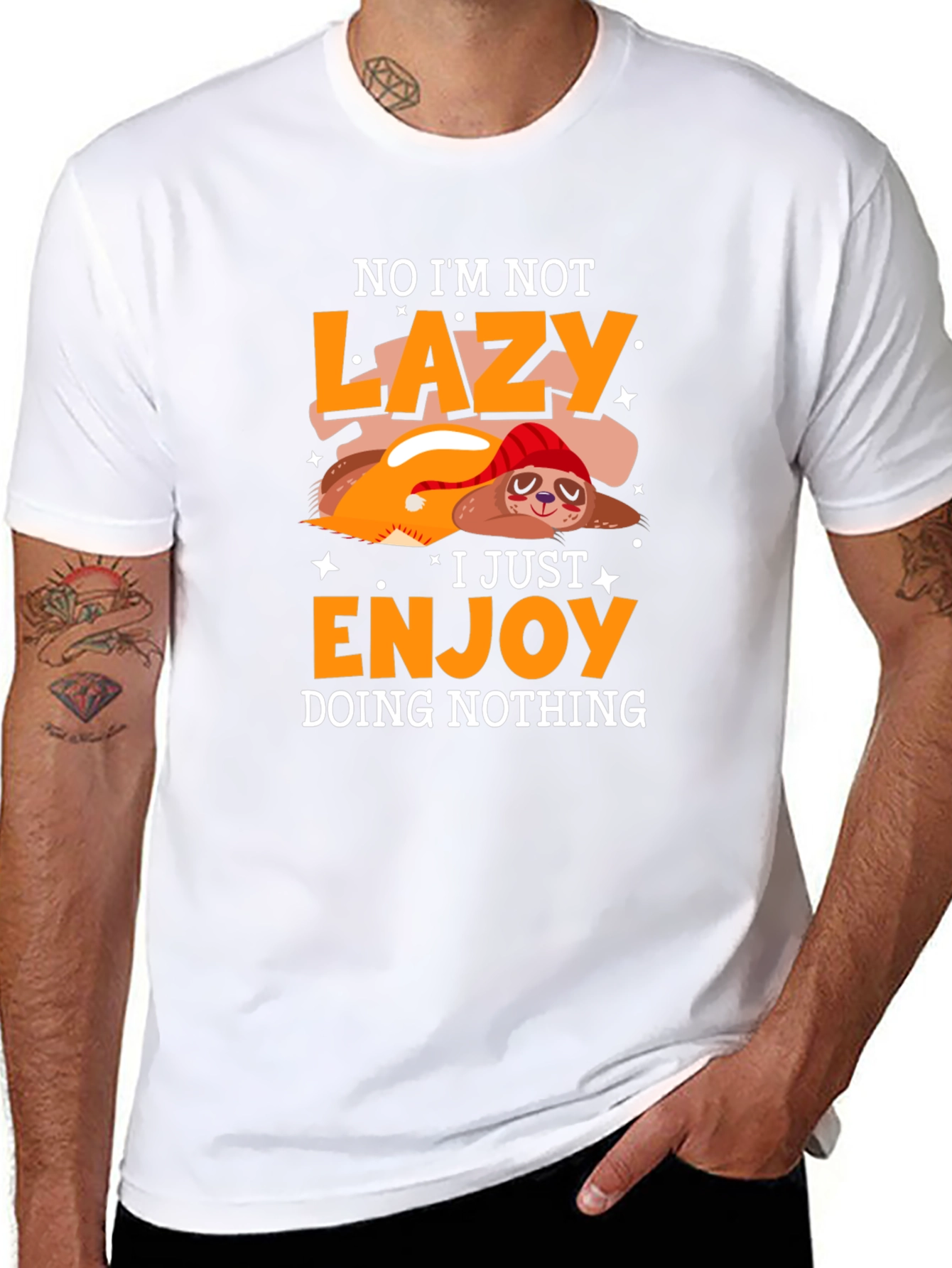 Lazy Sloth Graphic Tee - Enjoy Doing Nothing