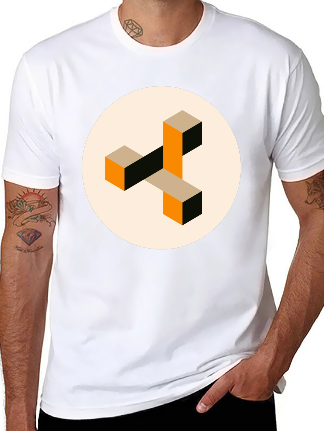 Abstract Geometric Graphic Print Crew Neck T-Shirt
