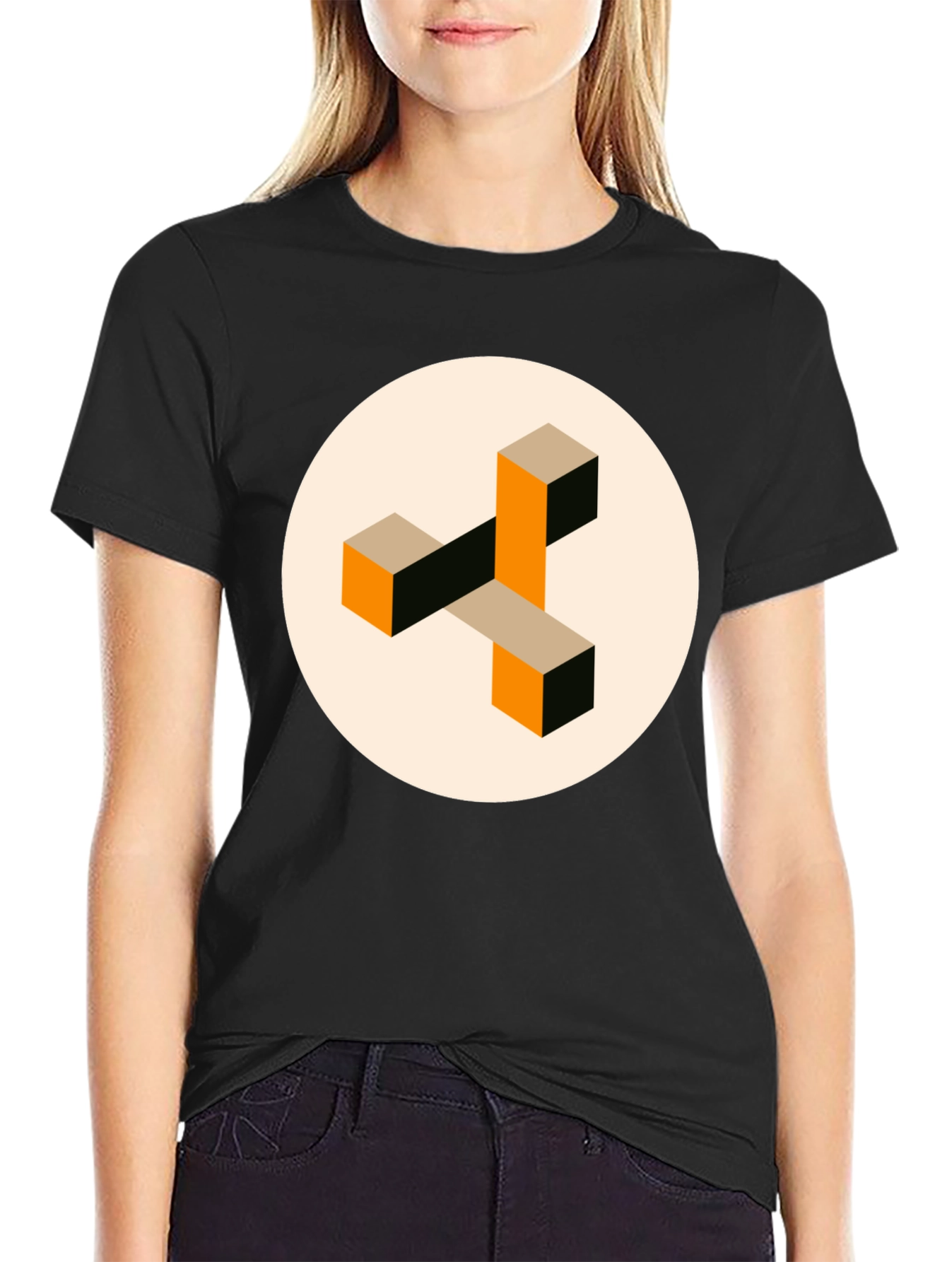 Abstract Geometric Graphic Print Crew Neck T-Shirt