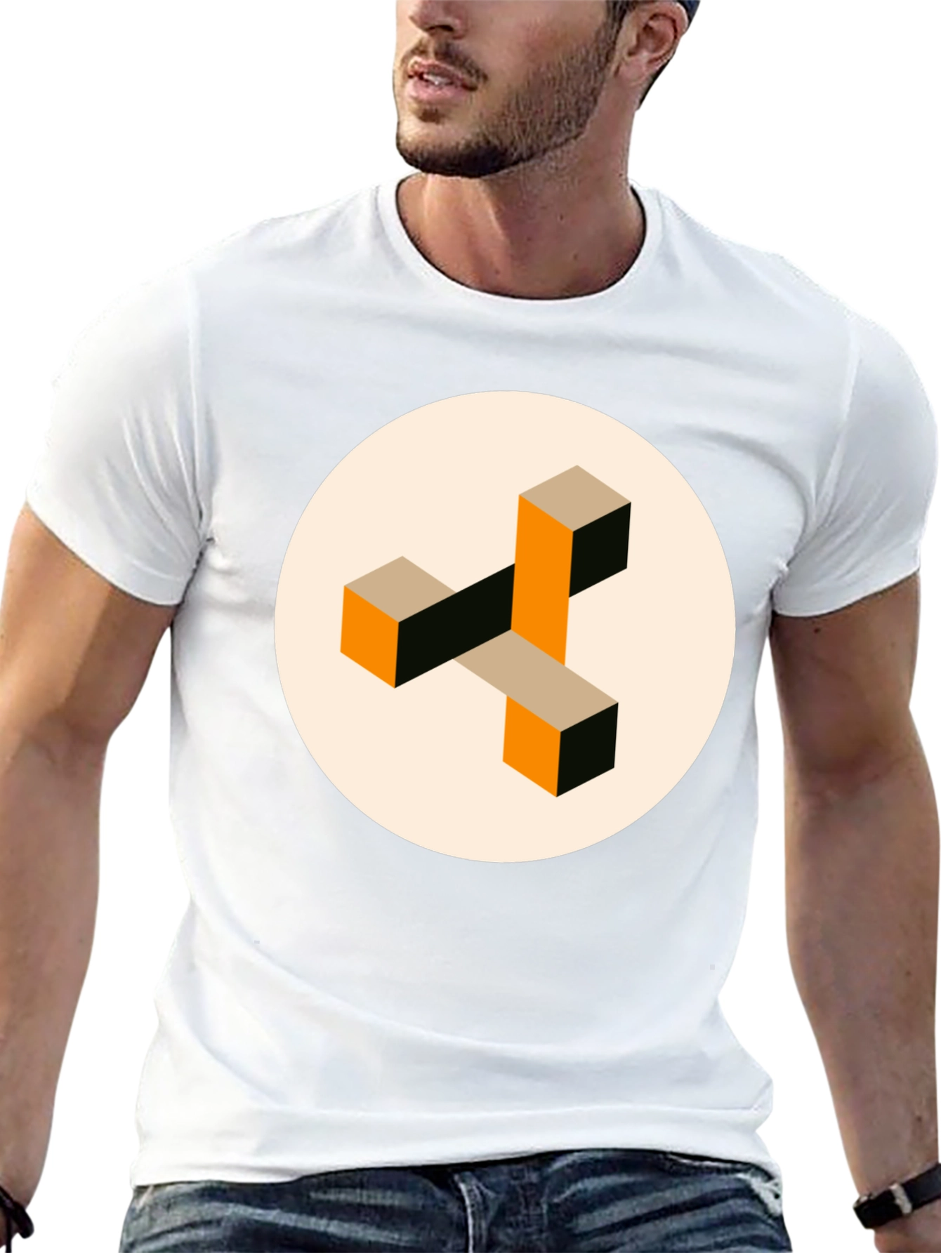 Abstract Geometric Graphic Print Crew Neck T-Shirt