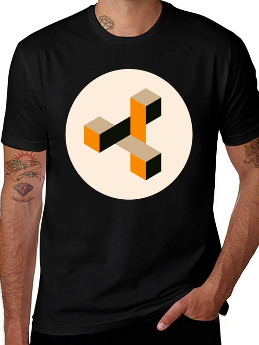 Abstract Geometric Graphic Print Crew Neck T-Shirt