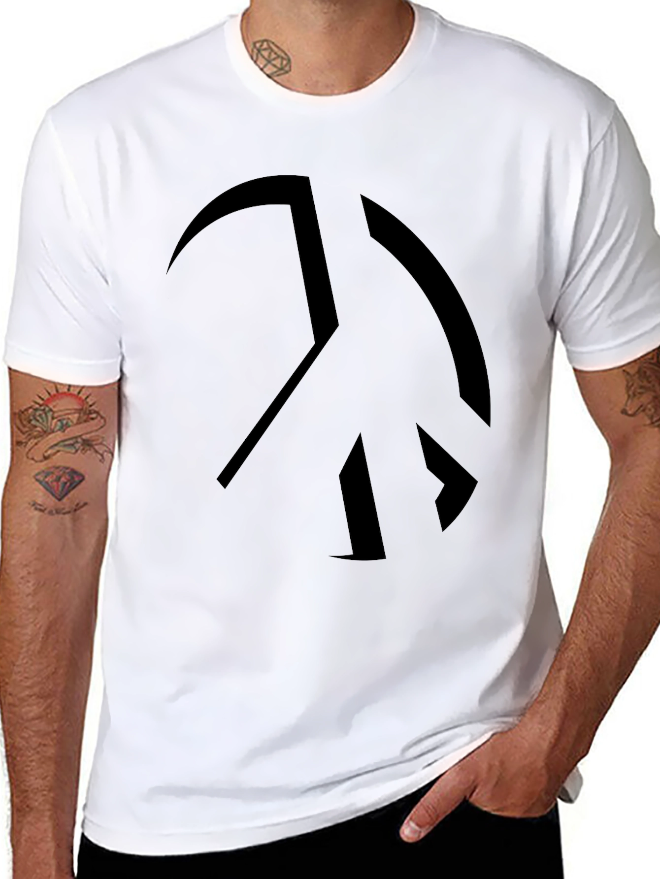 Peace Sign Black Graphic Tee - Soft Cotton Blend