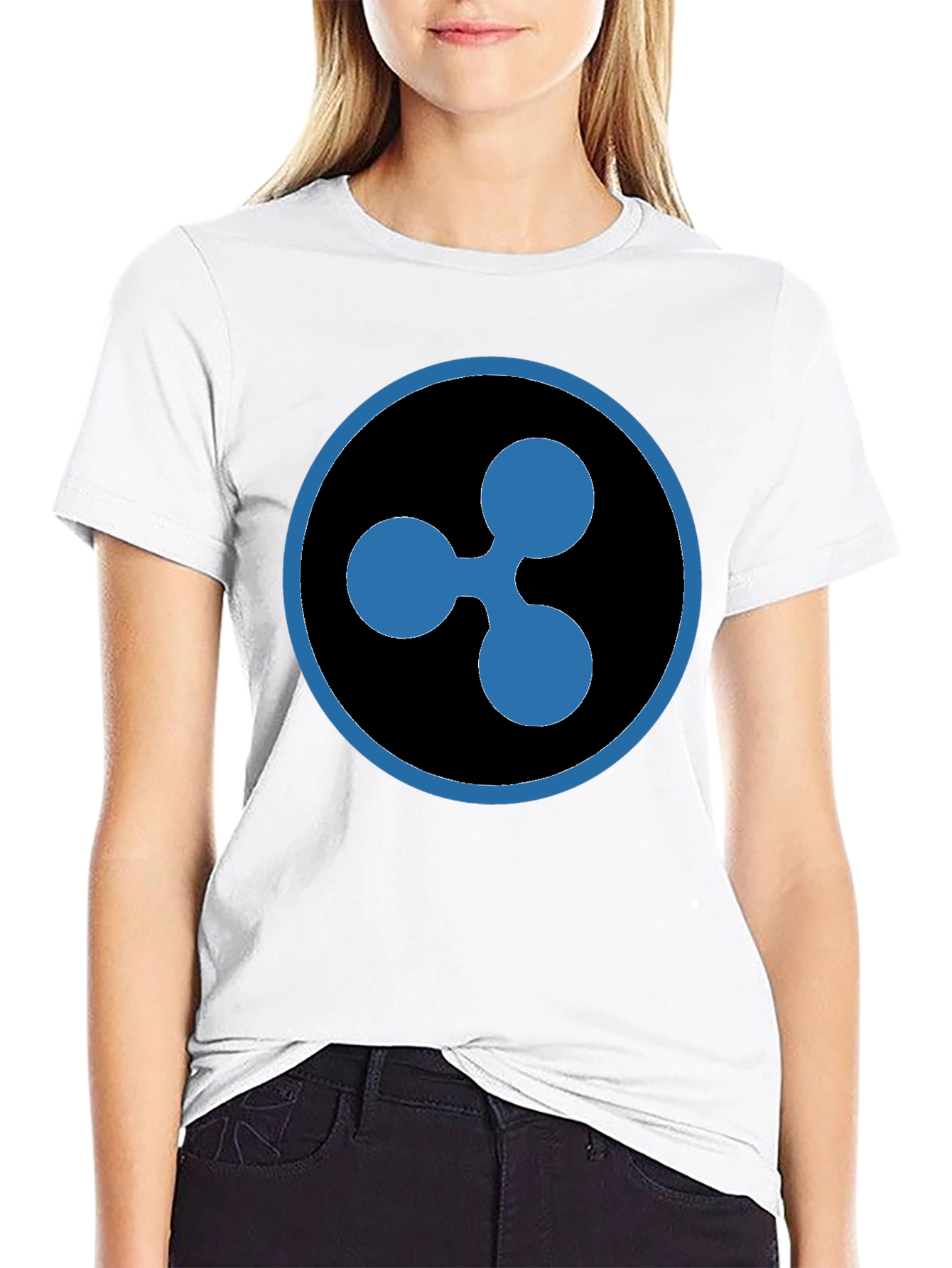 Ripple XRP Crypto T-Shirt - Black Cotton Crew Neck