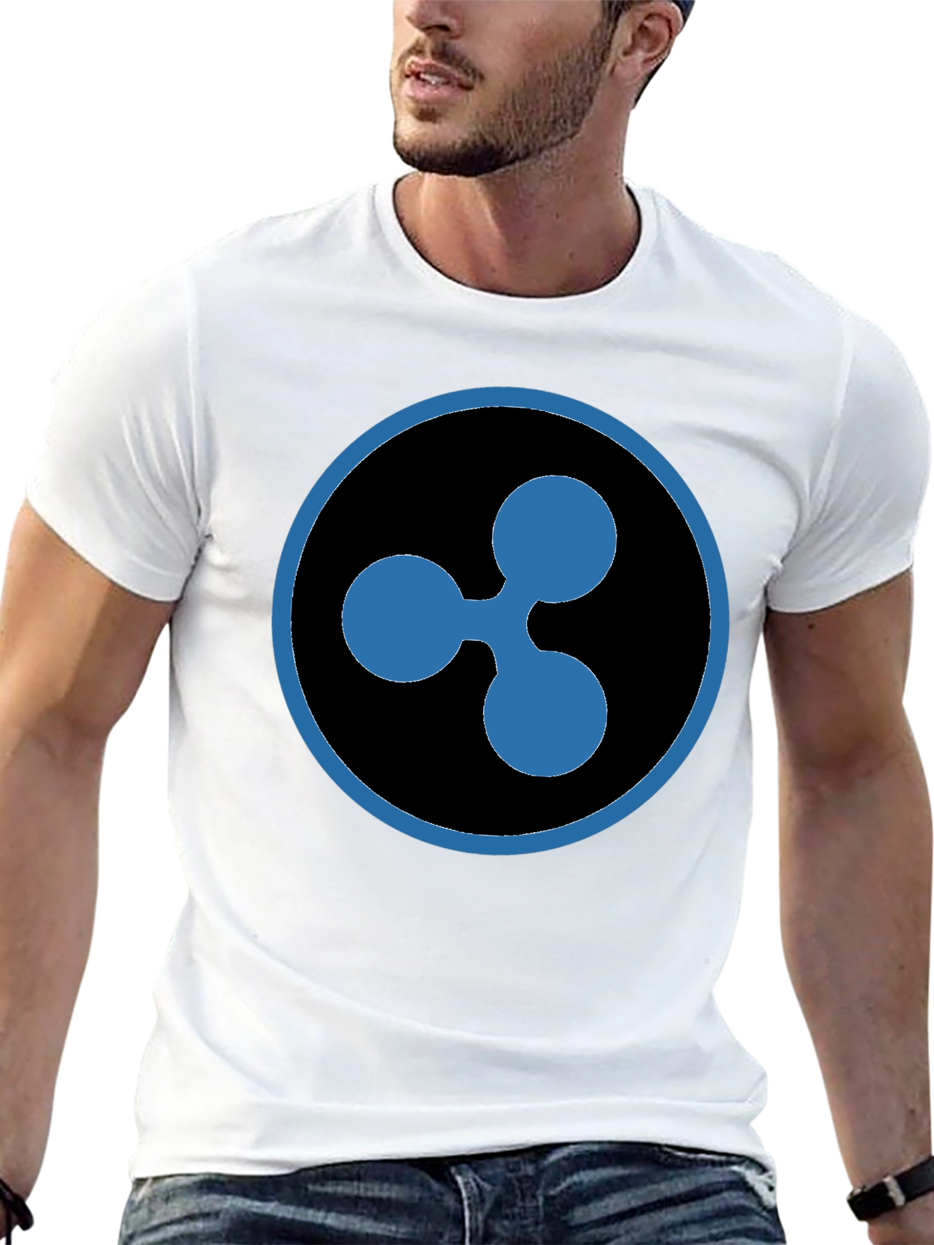 Ripple XRP Crypto T-Shirt - Black Cotton Crew Neck