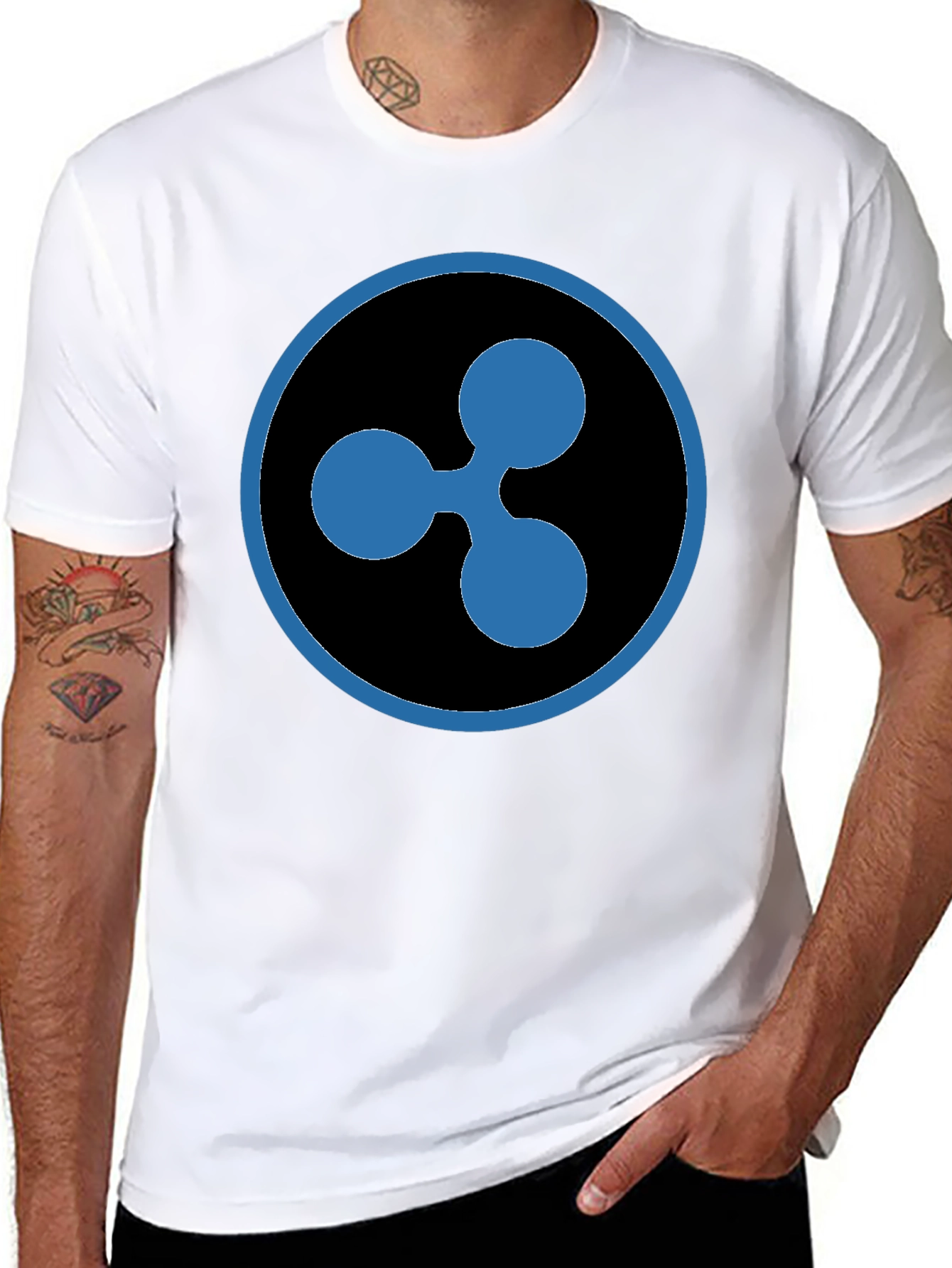 Ripple XRP Crypto T-Shirt - Black Cotton Crew Neck