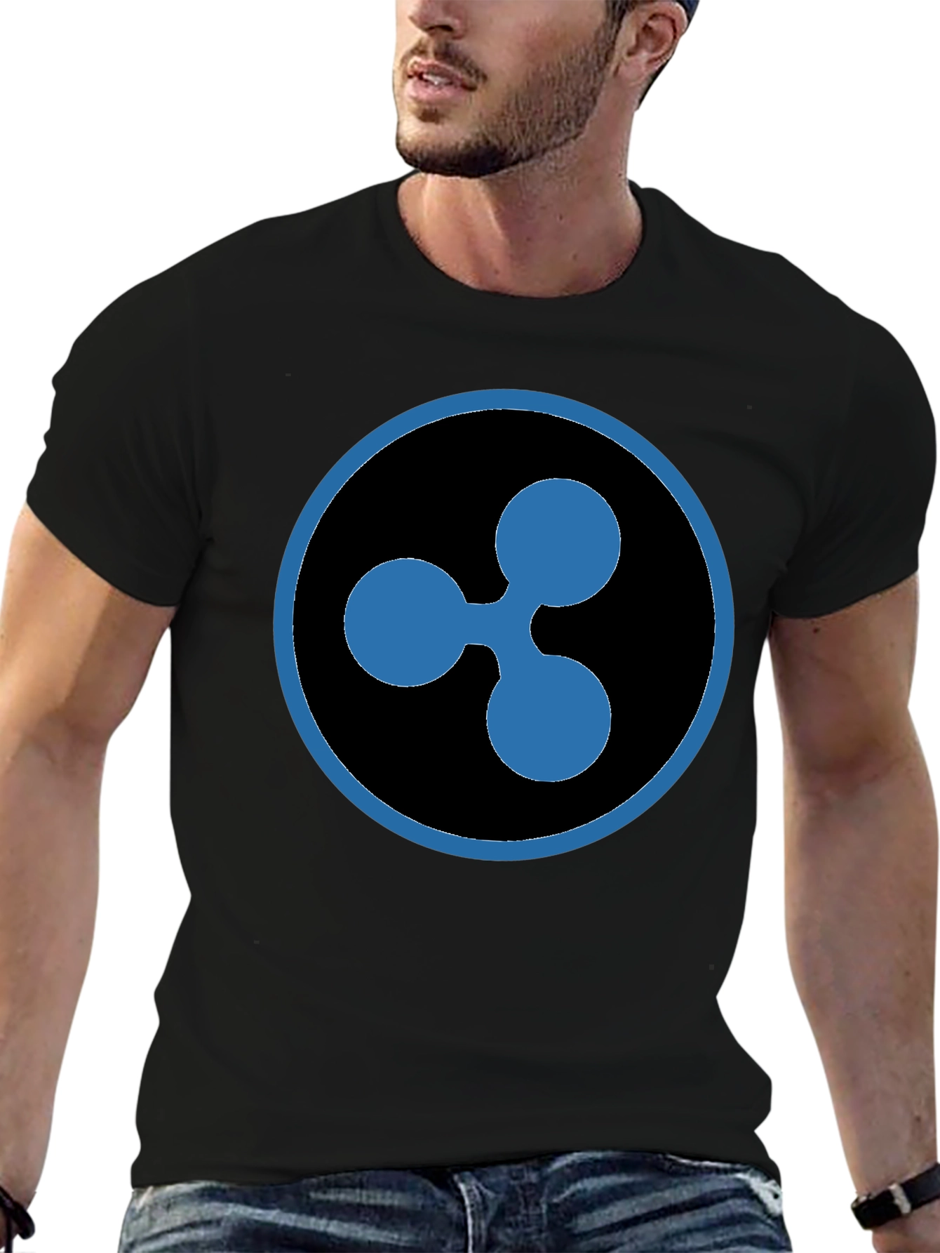 Ripple XRP Crypto T-Shirt - Black Cotton Crew Neck