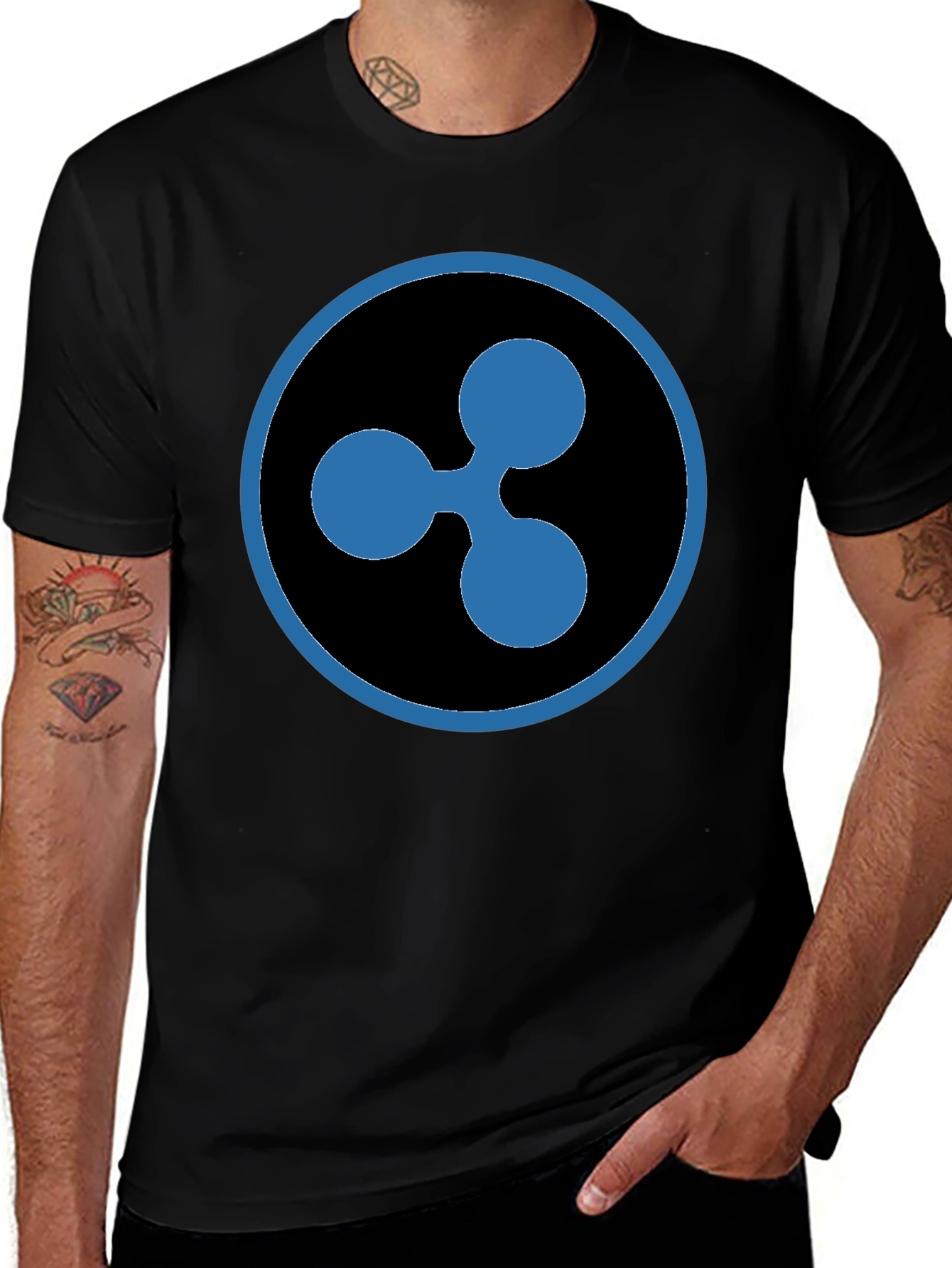 Ripple XRP Crypto T-Shirt - Black Cotton Crew Neck