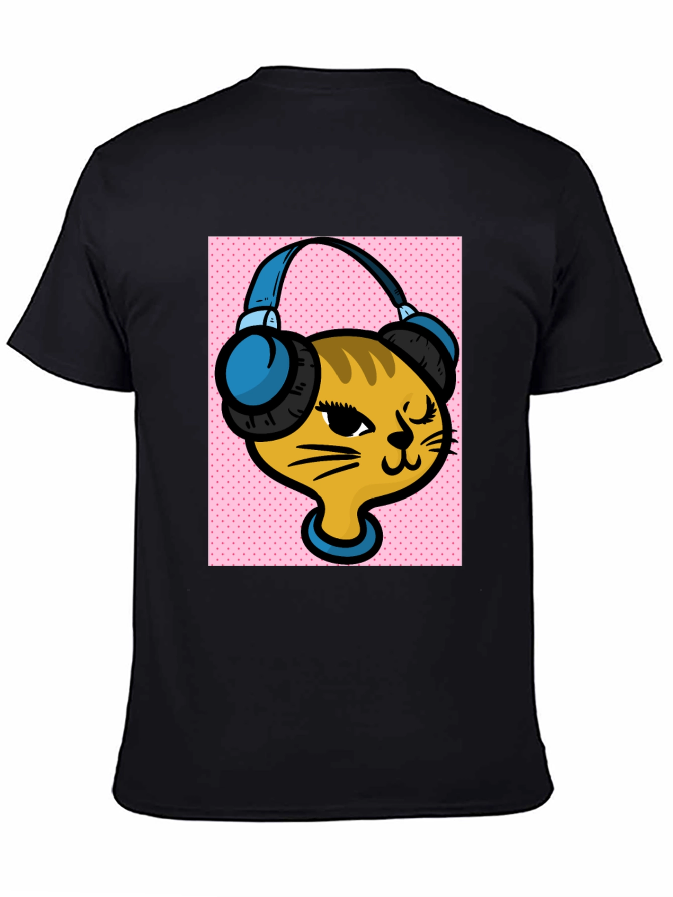 DJ Cat Graphic Tee - Stylish Black Cotton T-Shirt