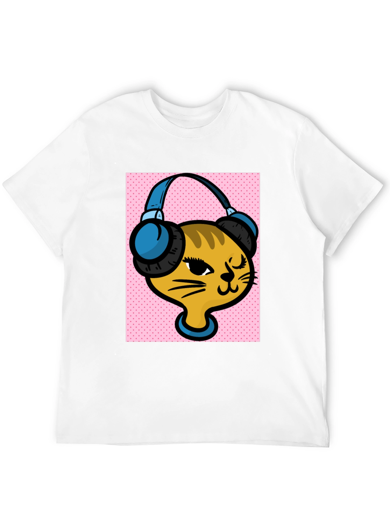 DJ Cat Graphic Tee - Stylish Black Cotton T-Shirt