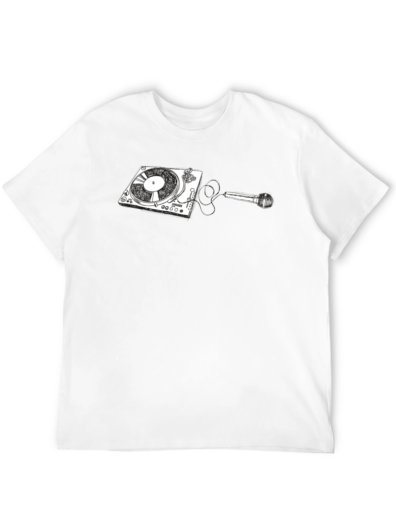 DJ Turntable and Microphone Graphic Tee - Black