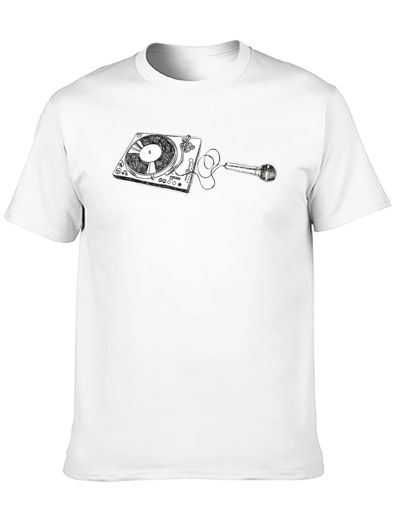 DJ Turntable and Microphone Graphic Tee - Black