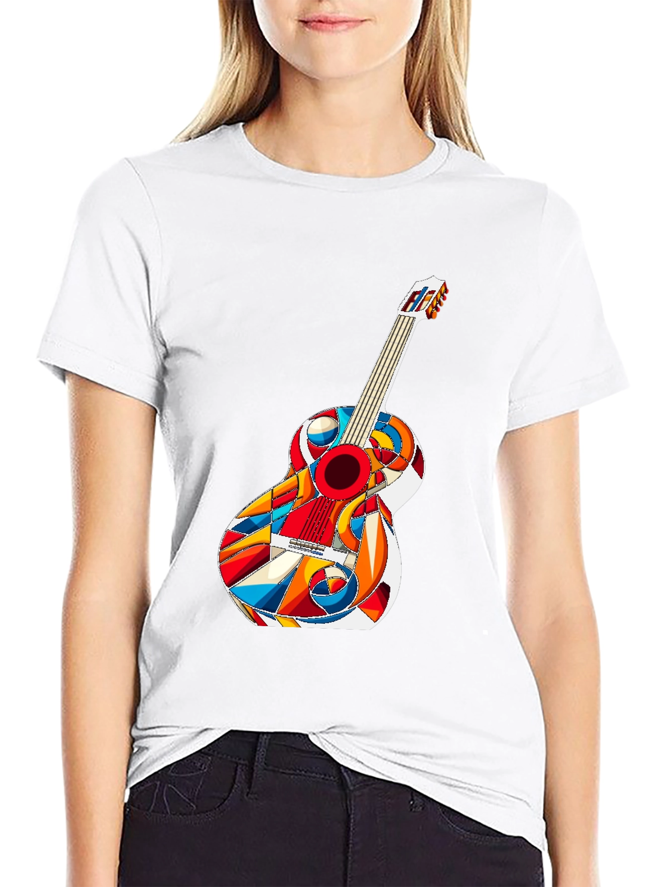 Abstract Guitar Graphic Tee - Modern Music Lover Shirt