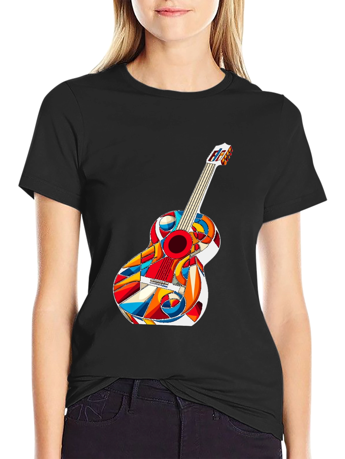 Abstract Guitar Graphic Tee - Modern Music Lover Shirt