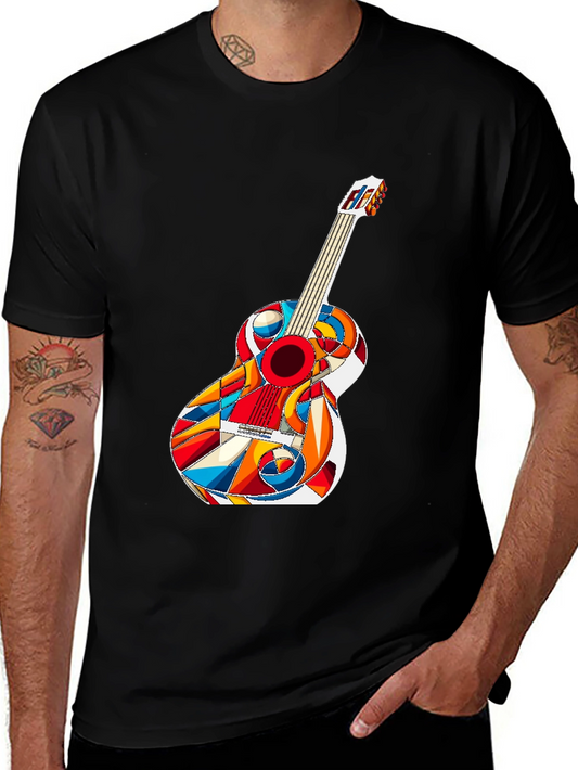 Abstract Guitar Graphic Tee - Modern Music Lover Shirt
