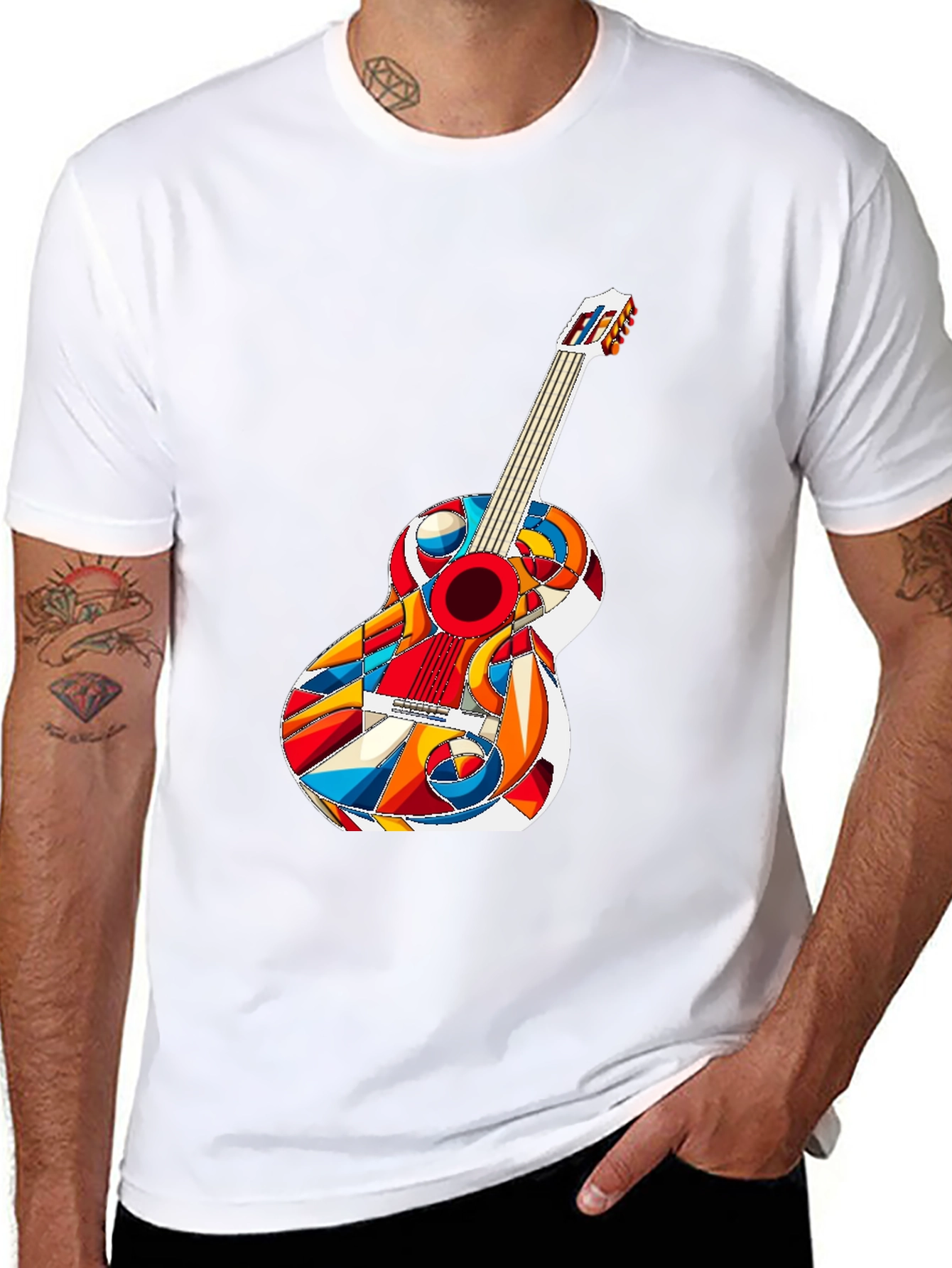 Abstract Guitar Graphic Tee - Modern Music Lover Shirt