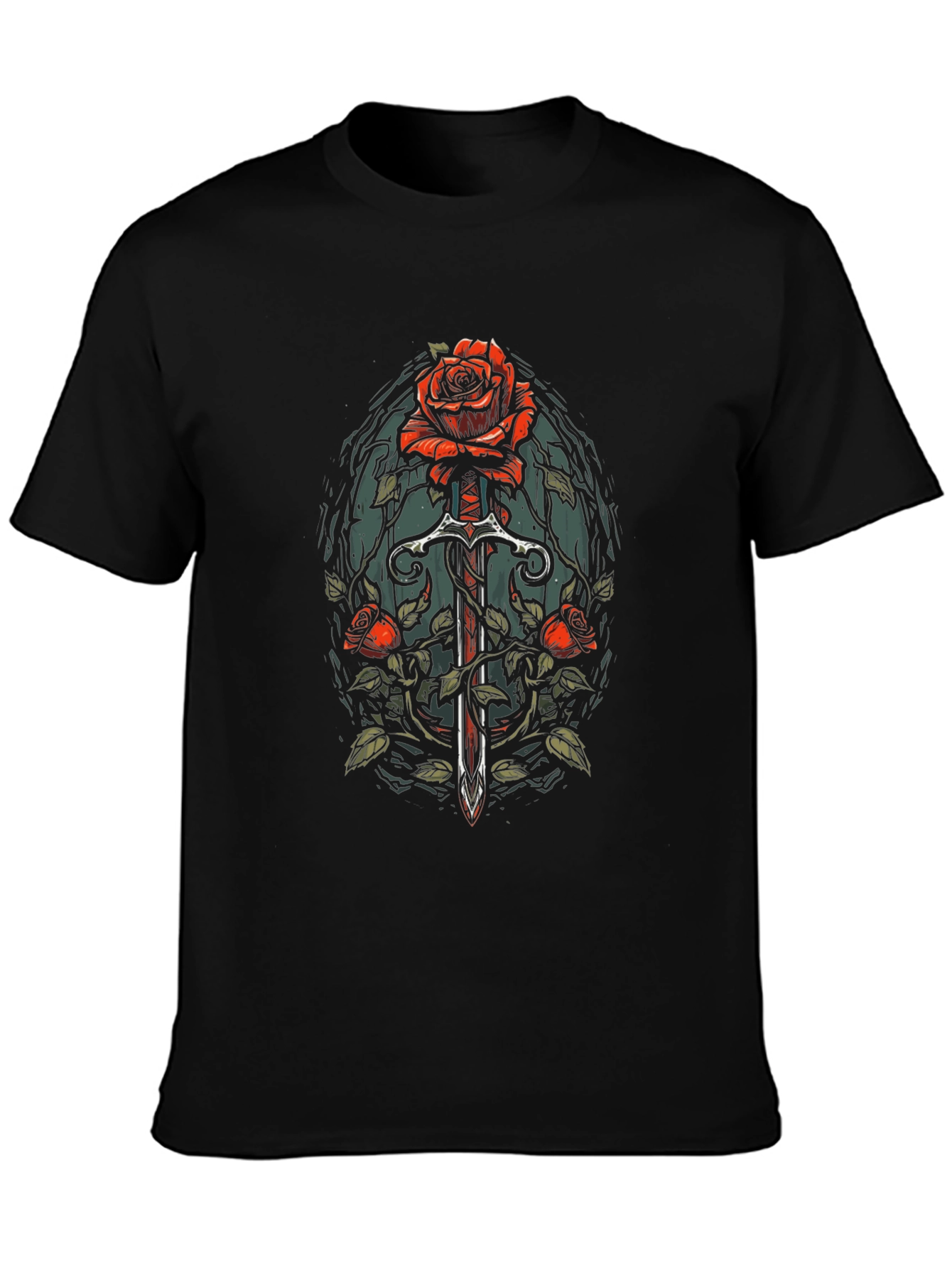 Rose & Sword Graphic Tee - Edgy Style