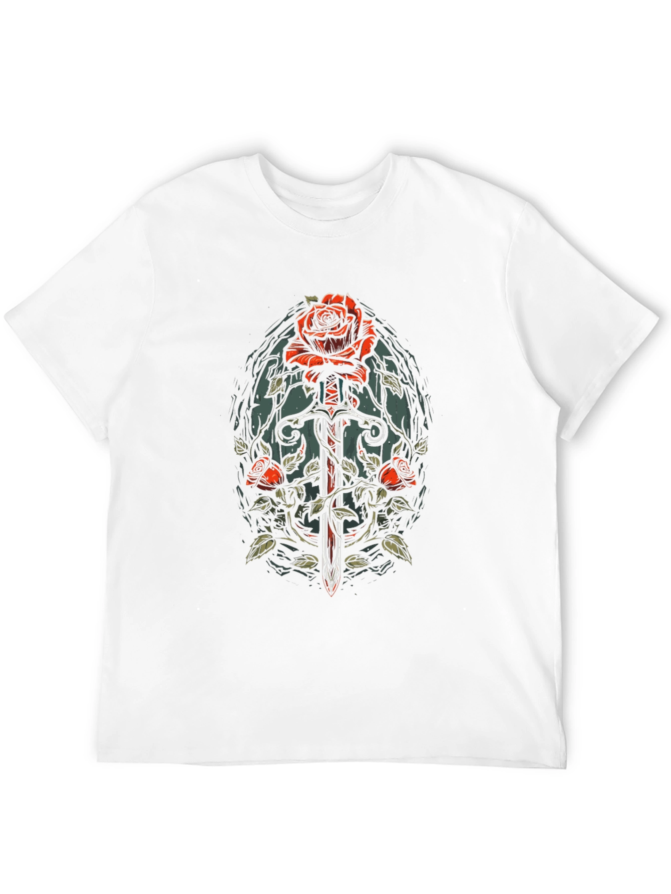 Rose & Sword Graphic Tee - Edgy Style