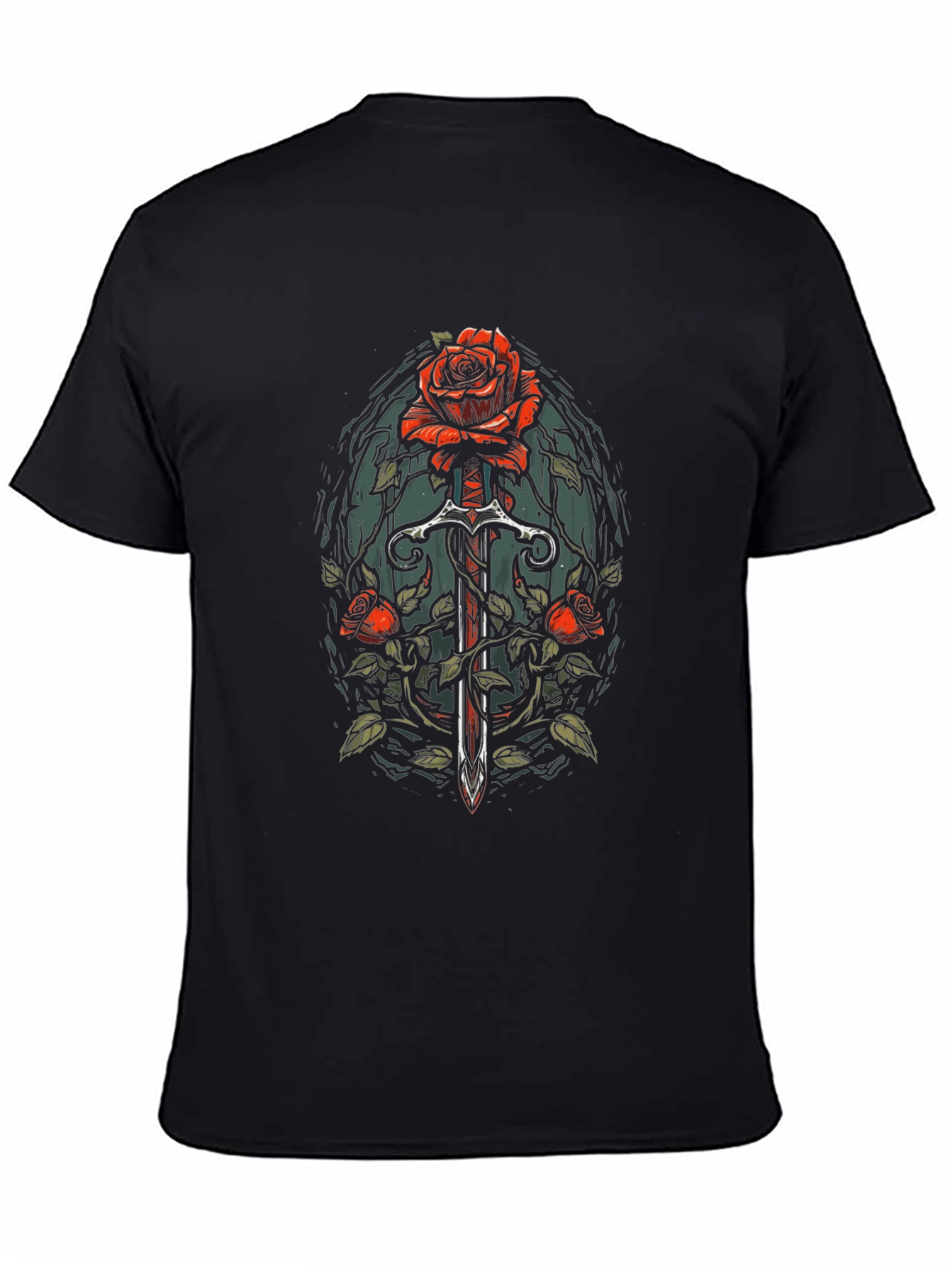 Rose & Sword Graphic Tee - Edgy Style