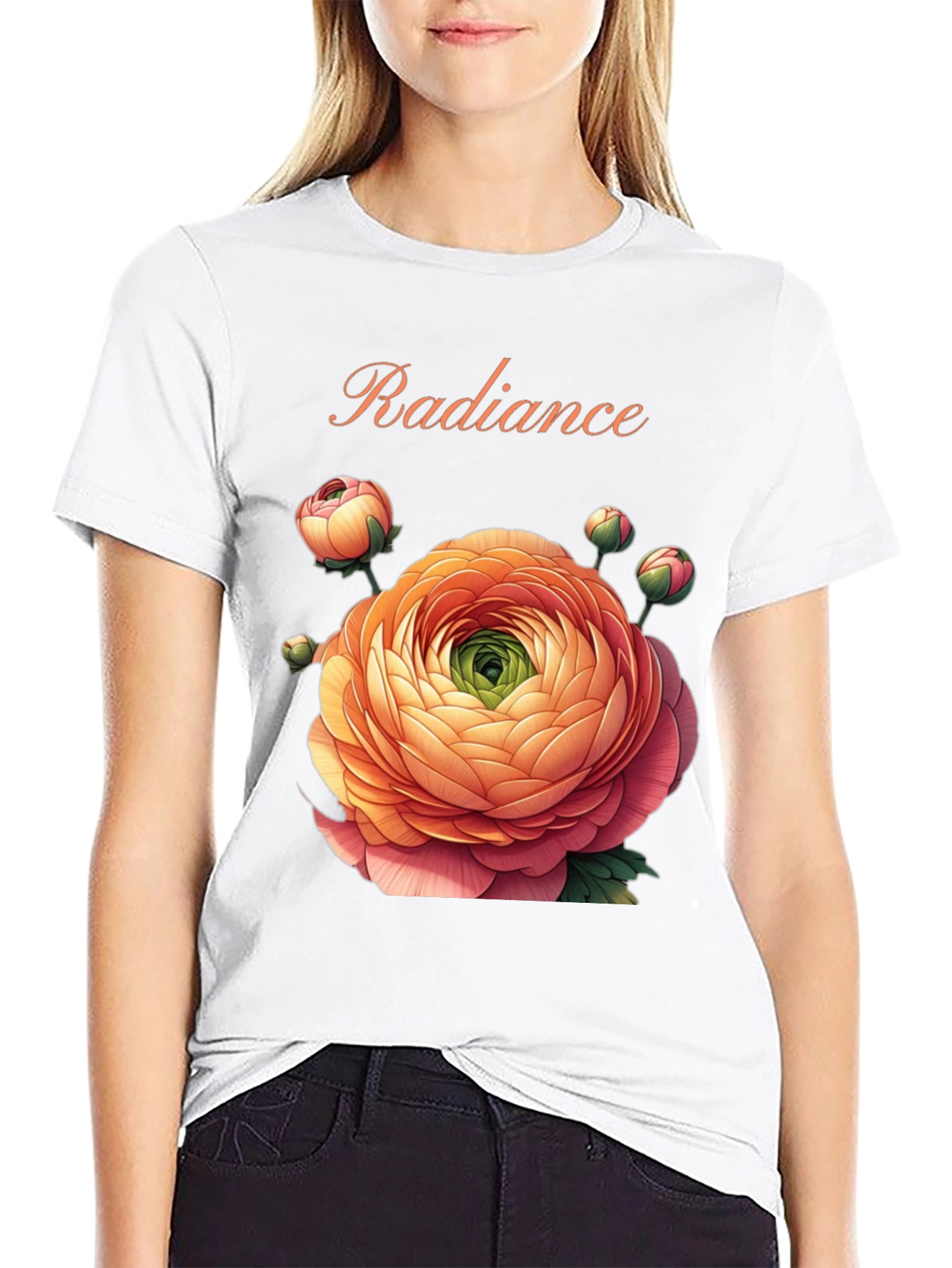Radiance Floral Graphic Black T-Shirt