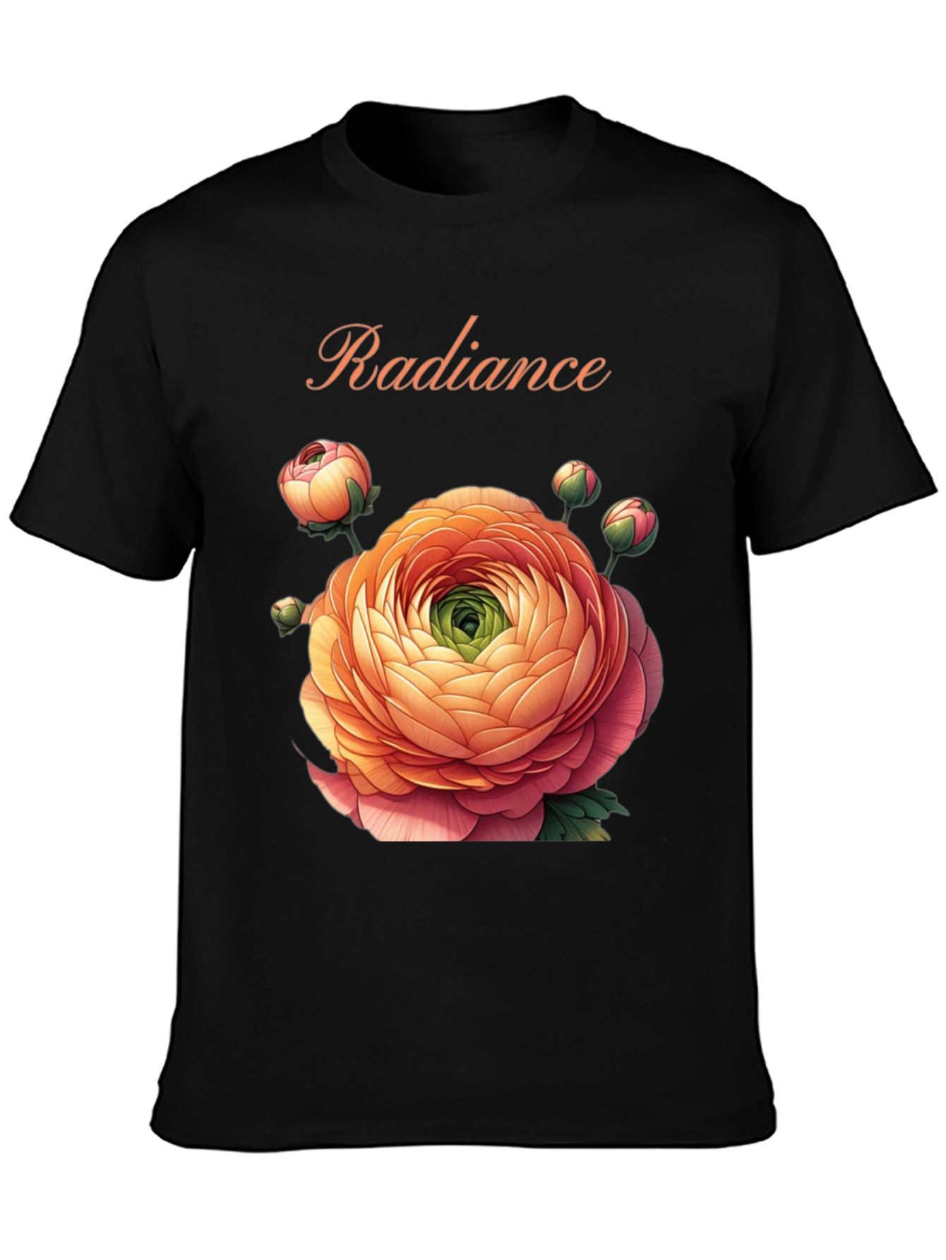 Radiance Floral Graphic Black T-Shirt