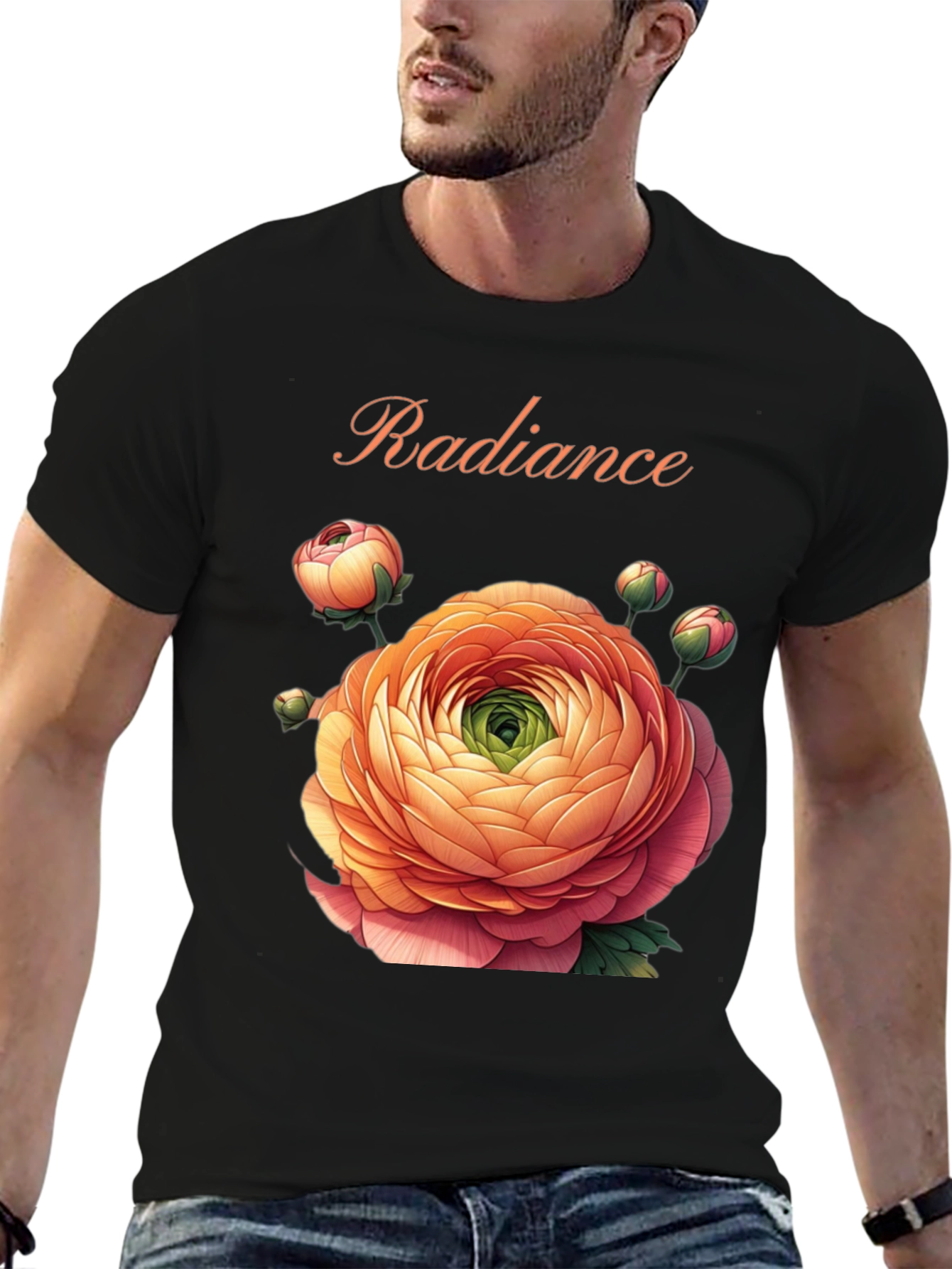 Radiance Floral Graphic Black T-Shirt