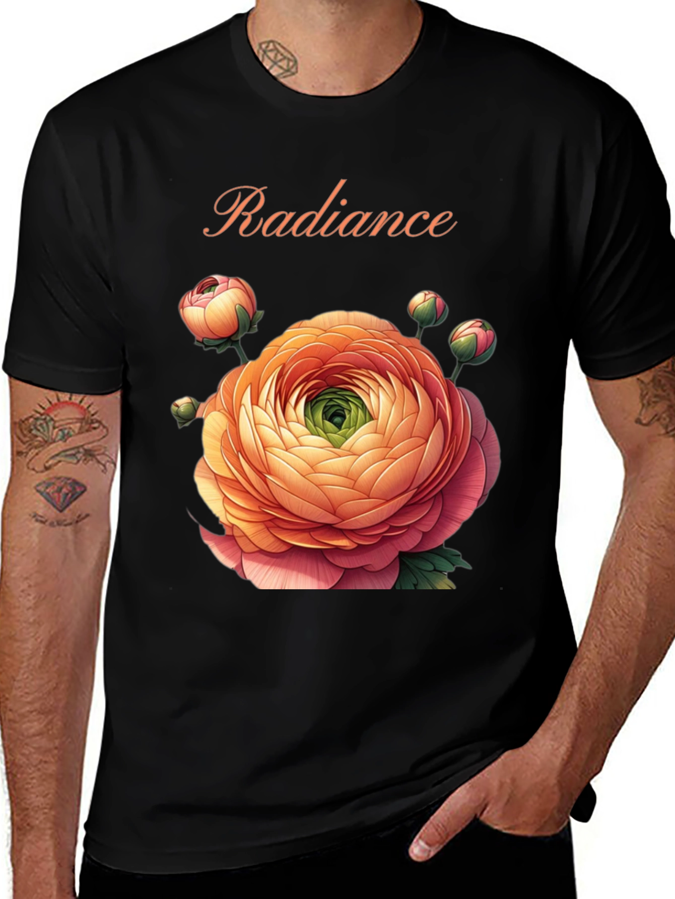 Radiance Floral Graphic Black T-Shirt
