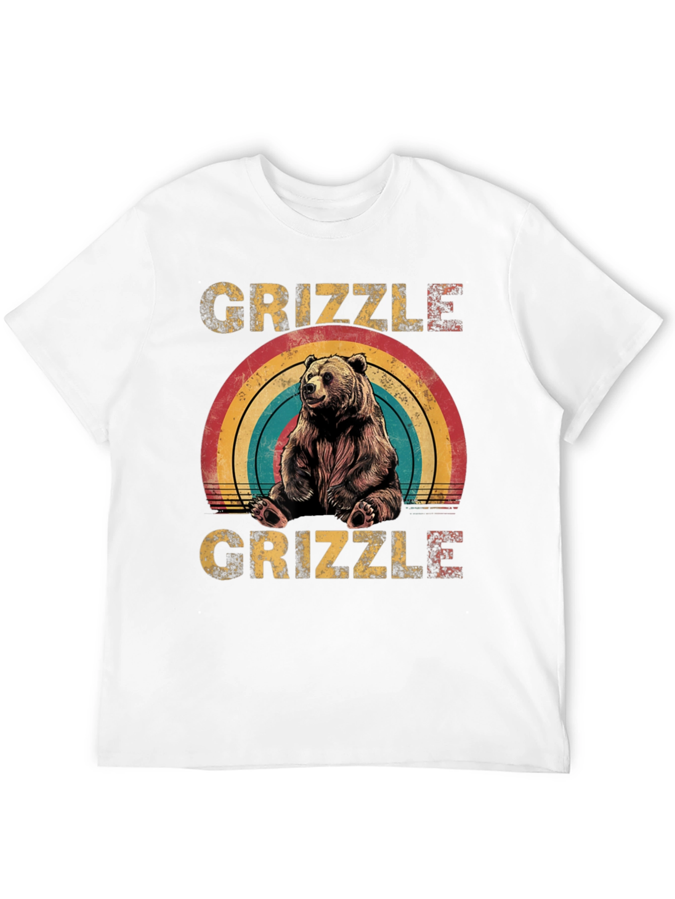 GRIZZLE Bear Rainbow Graphic Tee - Unisex Casual T-Shirt