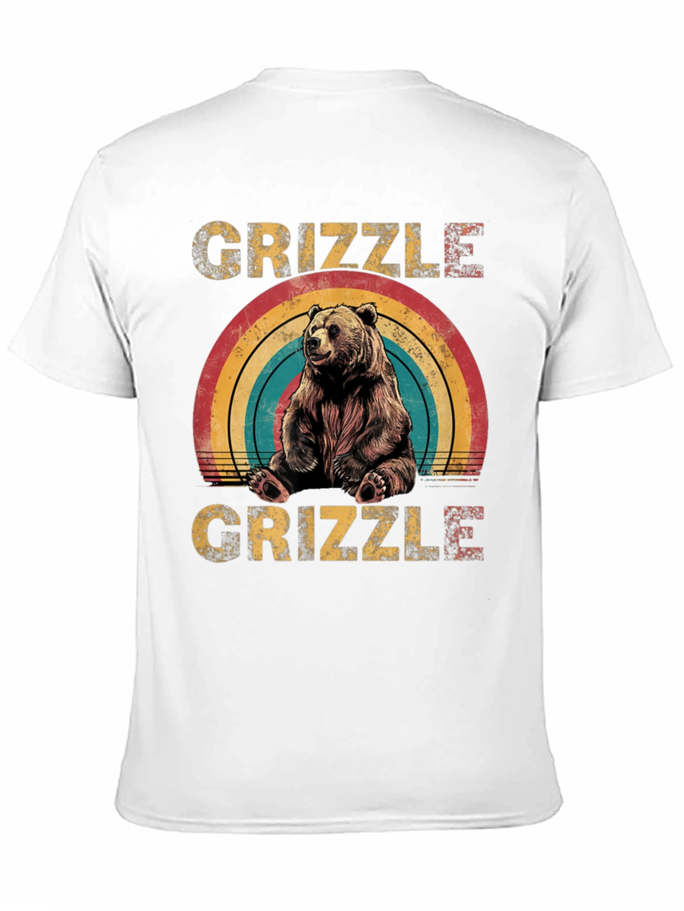 GRIZZLE Bear Rainbow Graphic Tee - Unisex Casual T-Shirt