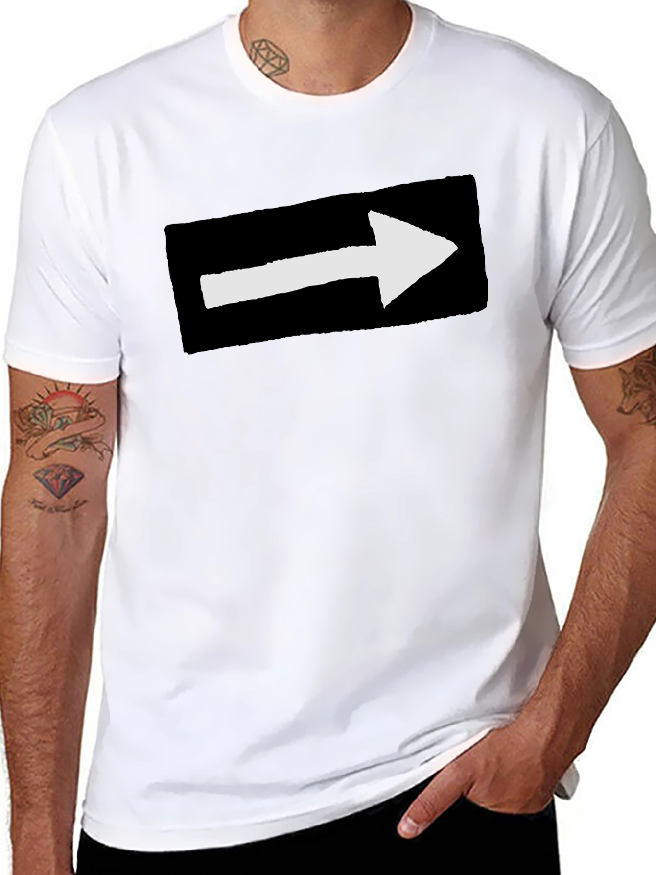 Arrow Graphic Tee - Black Cotton T-Shirt