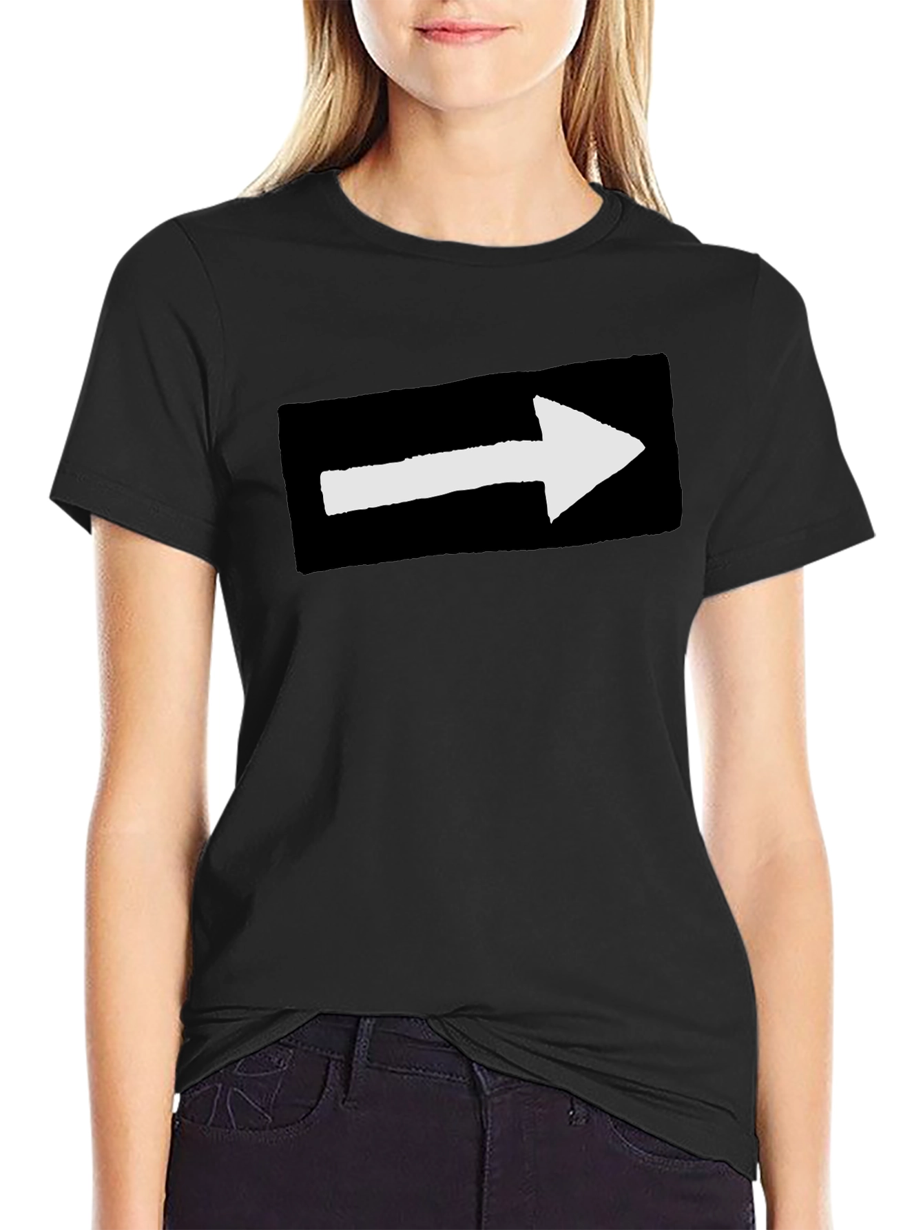 Arrow Graphic Tee - Black Cotton T-Shirt