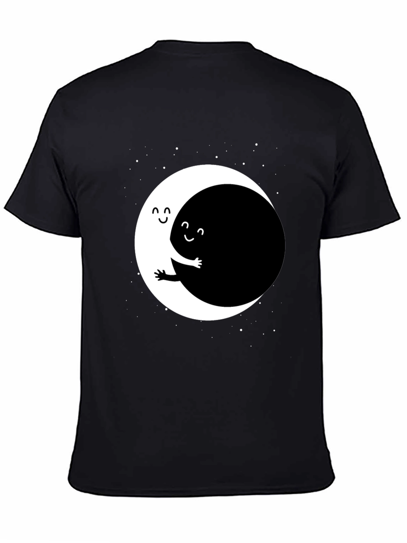 Yin Yang Moon Hug Graphic Tee - Black