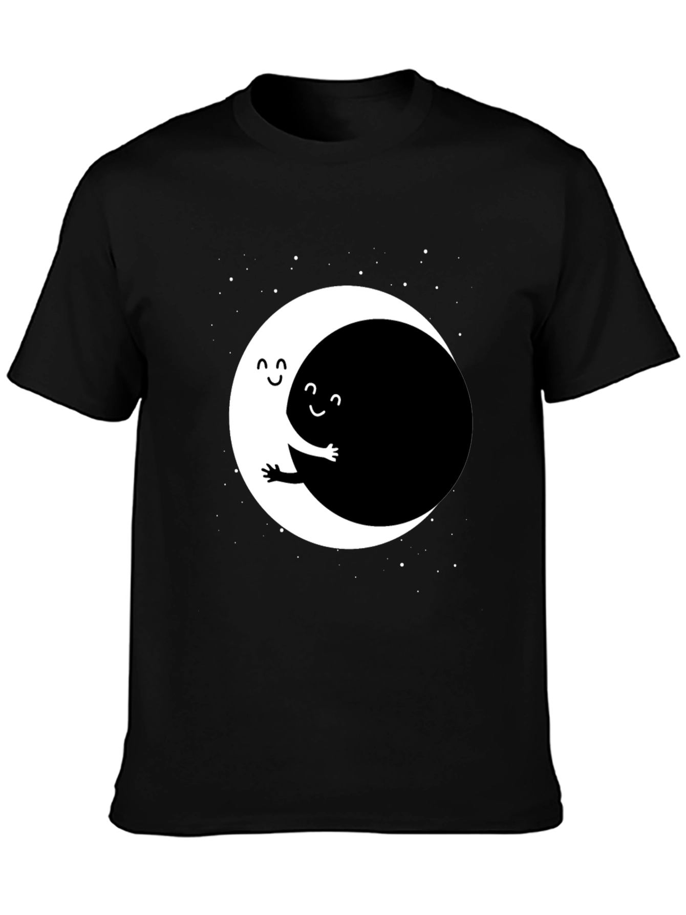 Yin Yang Moon Hug Graphic Tee - Black